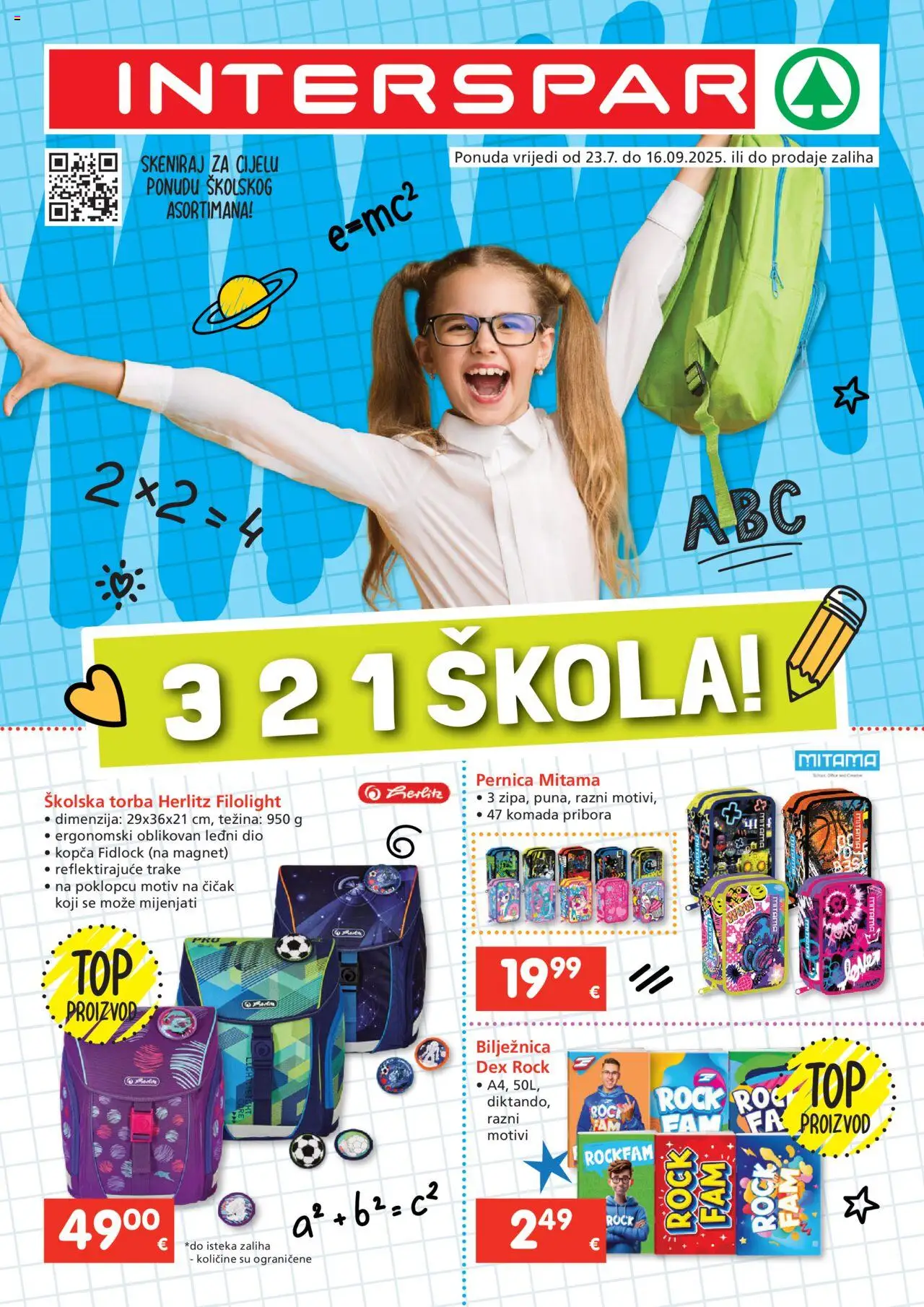 Interspar katalog | vrijedi od 23.07.2025 | Stranica: 1 | Proizvodi: Pernica, Torba, Bilježnica