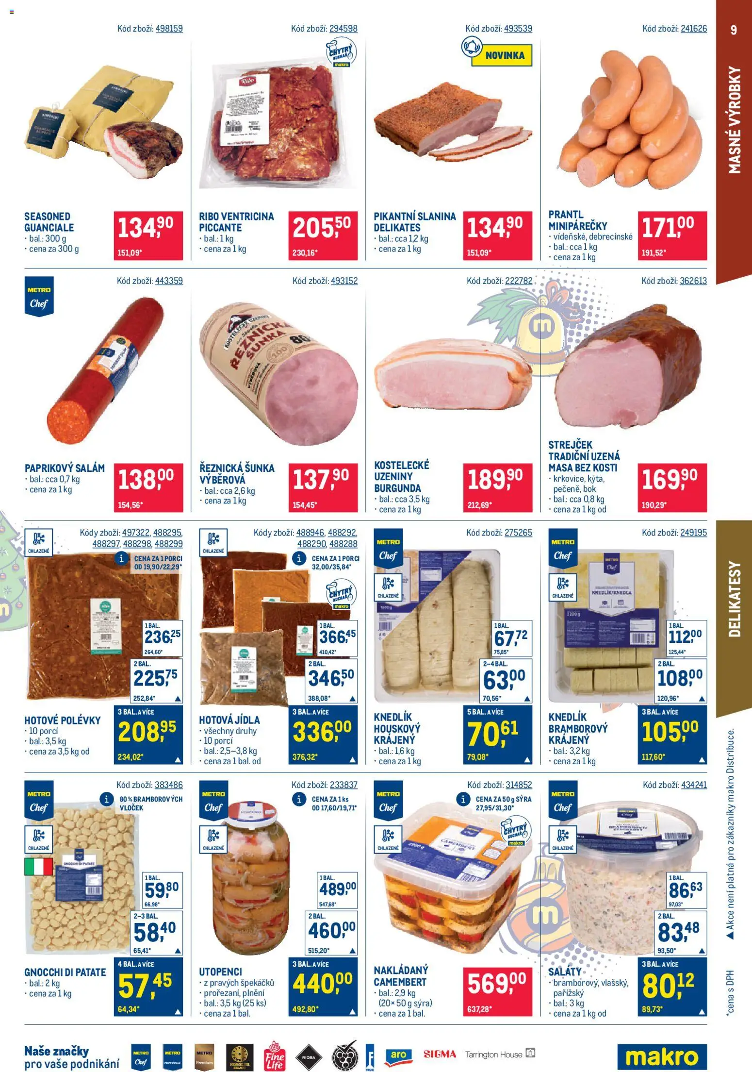 Makro leták - Gastronomie od 03.12.2025 | Strana: 9 | Produkty: Šunka, Hotová jídla, Slanina, Camembert