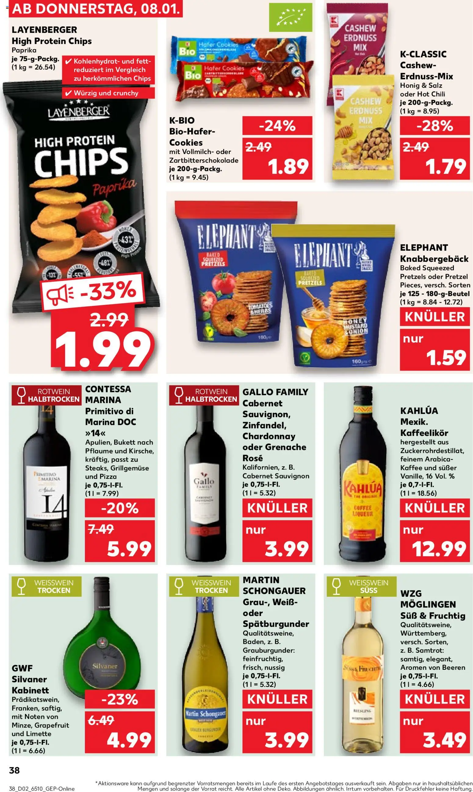 Kaufland prospekt Köln	 – gültig ab 08.01.2026 | Seite: 38 | Produkte: Kaffee, Weißwein, Limette, Pizza