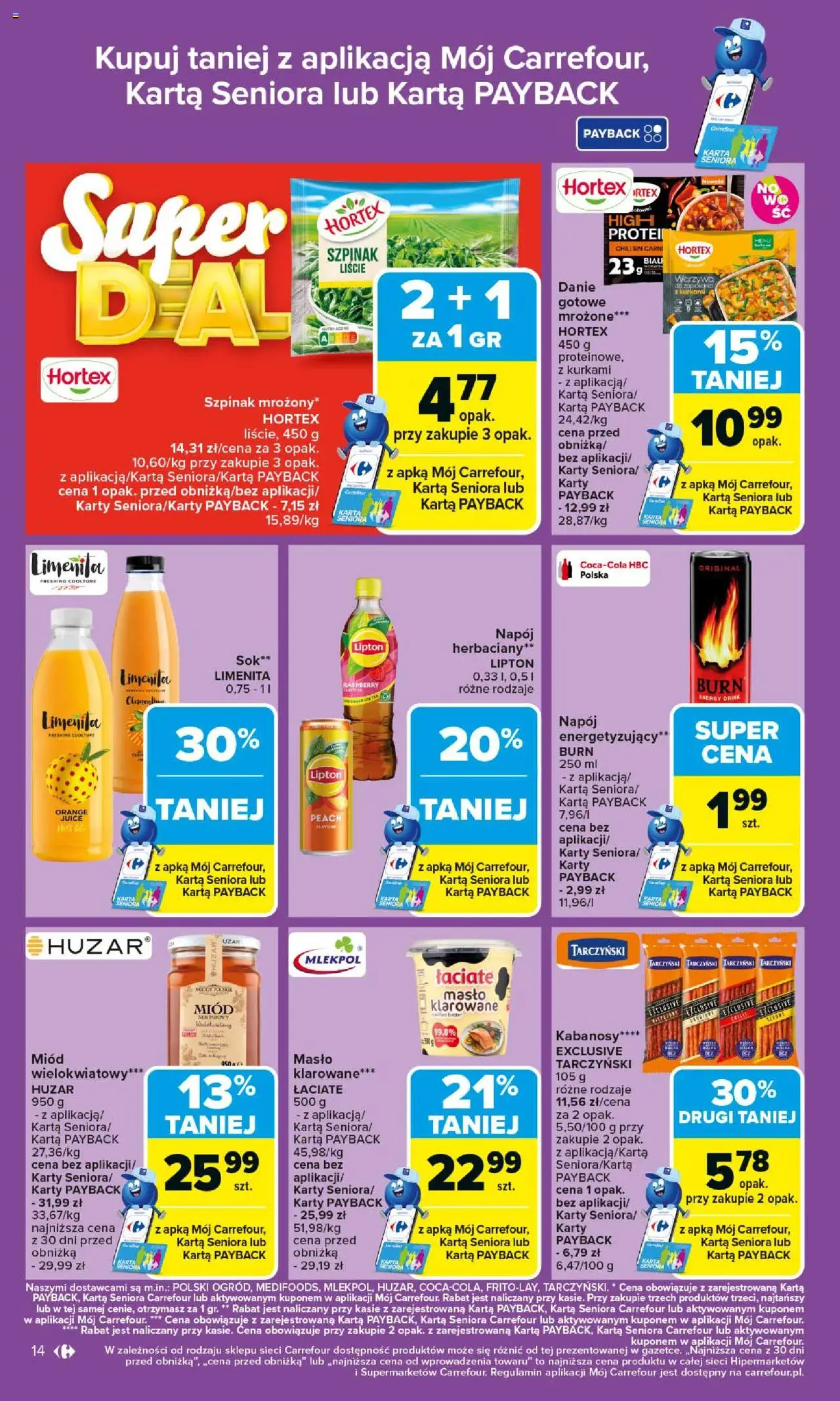 Carrefour Gazetka od 06.10.2025 | Strona: 14 | Produkty: Karta, Szpinak, Masło, Warzywa