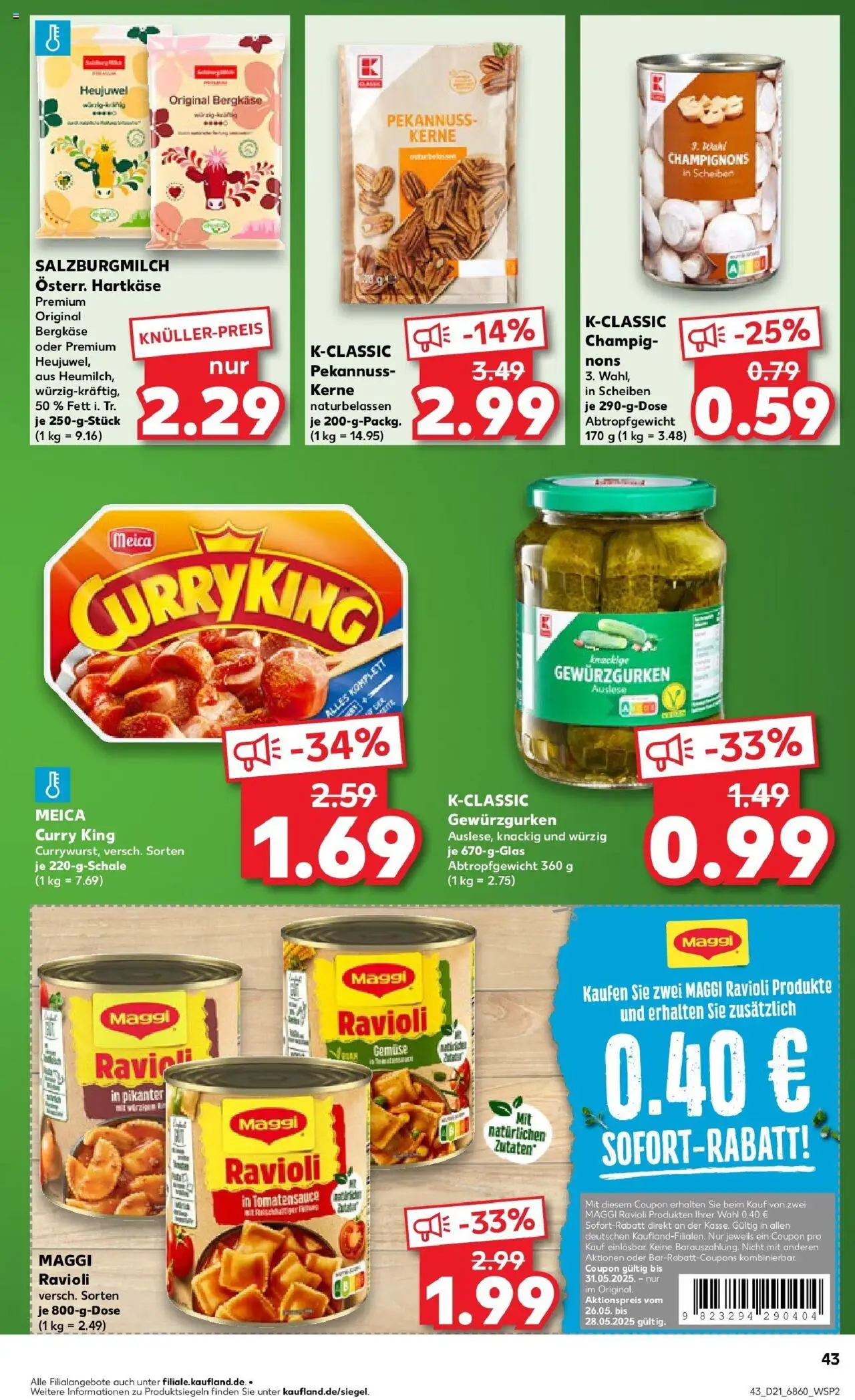 Kaufland prospekt Bad Kreuznach	 - gültig ab dem 22.05.2025 | Seite: 43 | Produkte: Maggi, Meica, Champignons, Gemüse