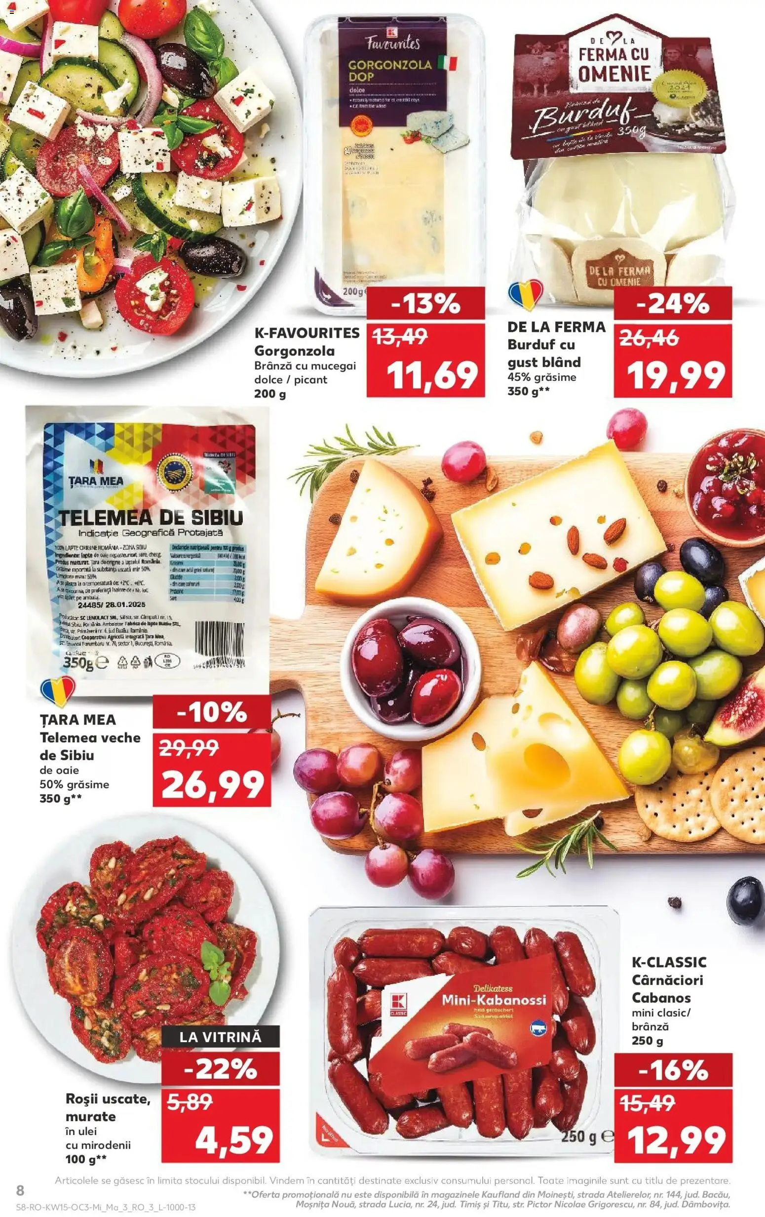 Noul catalog Kaufland – valabil de la 08.04.2026 | Pagină: 8 | Produse: Lapte, Brânză, Brânză cu mucegai, Gorgonzola
