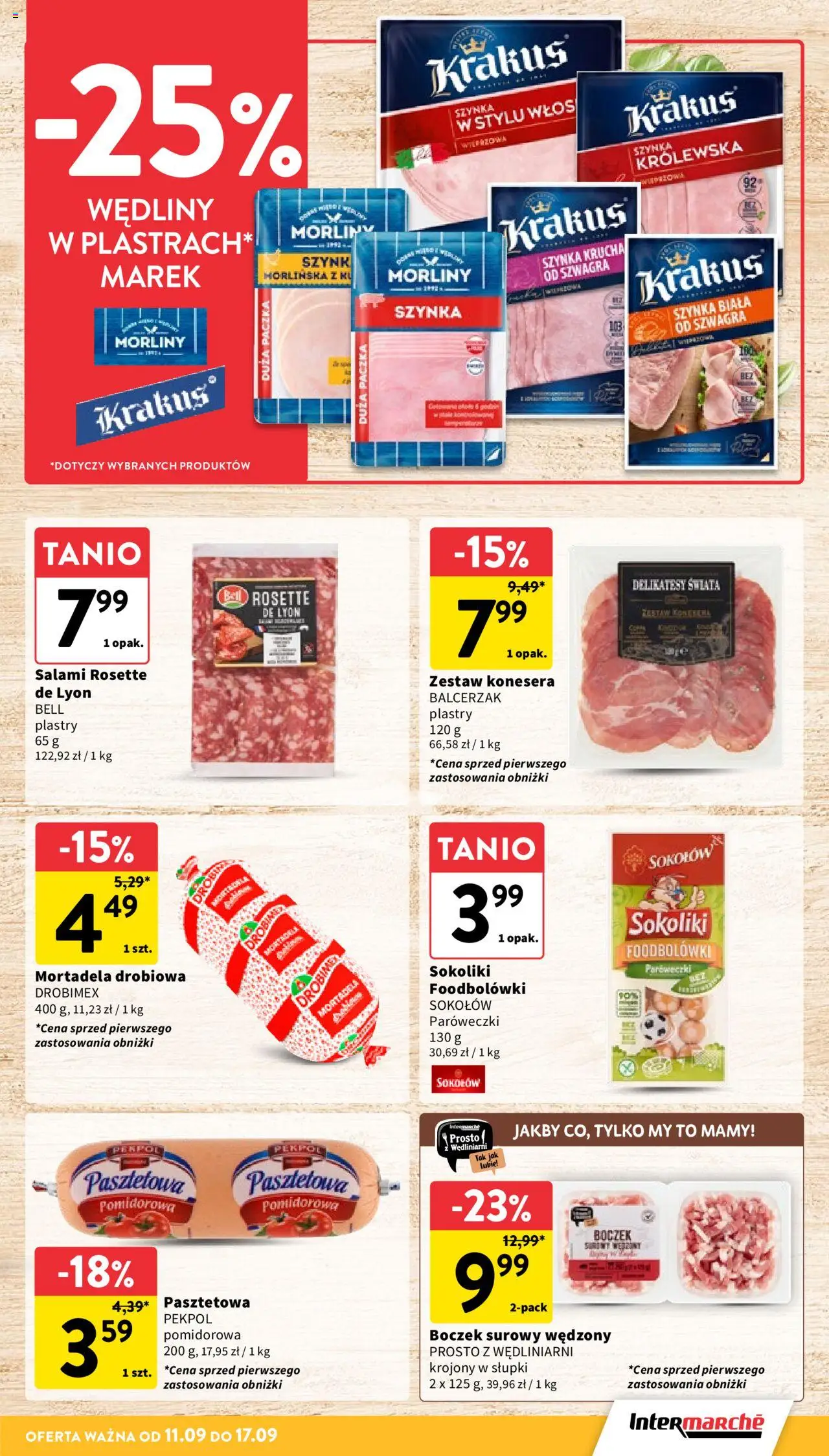 Intermarche Gazetka od 11.09.2025 | Strona: 17 | Produkty: Bell, Delikatesy, Wędliny, Boczek surowy