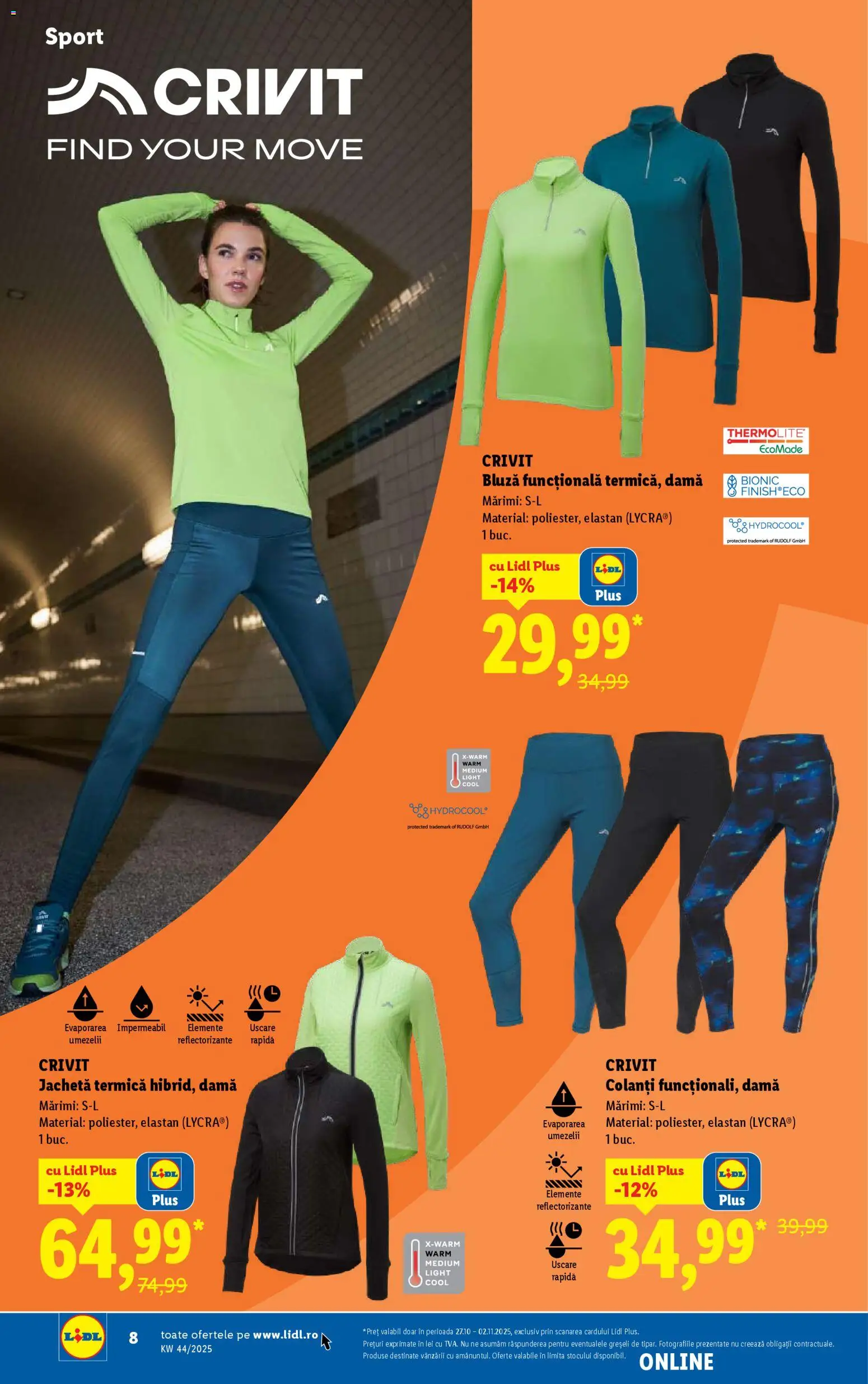 Noul catalog Lidl – valabil de la 27.10.2025 | Pagină: 8 | Produse: Jachetă, Bluză, Colanți