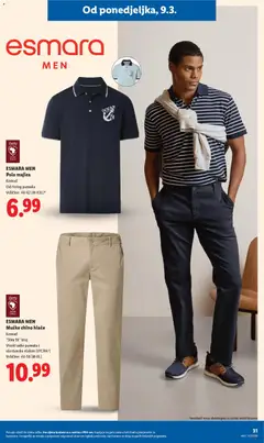 ESMARA MEN Muške chino hlače, Komad. "Slim fit" kroj. Visoki udio pamuka i elastansko vlakno (LYCRA®). Veličine: 48-58 (M-XL) - Pregled kataloga iz trgovine Lidl, vrijedi od 09.03.2026 | Stranica: 31 | Proizvodi: Majica, Hlače