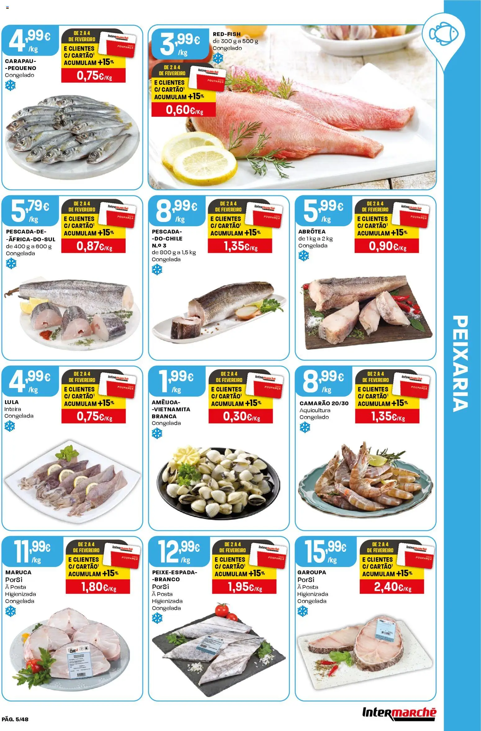 Intermarché folheto │ válido de 29.01.2026 | Página: 5 | Produtos: Pescada, Camarão