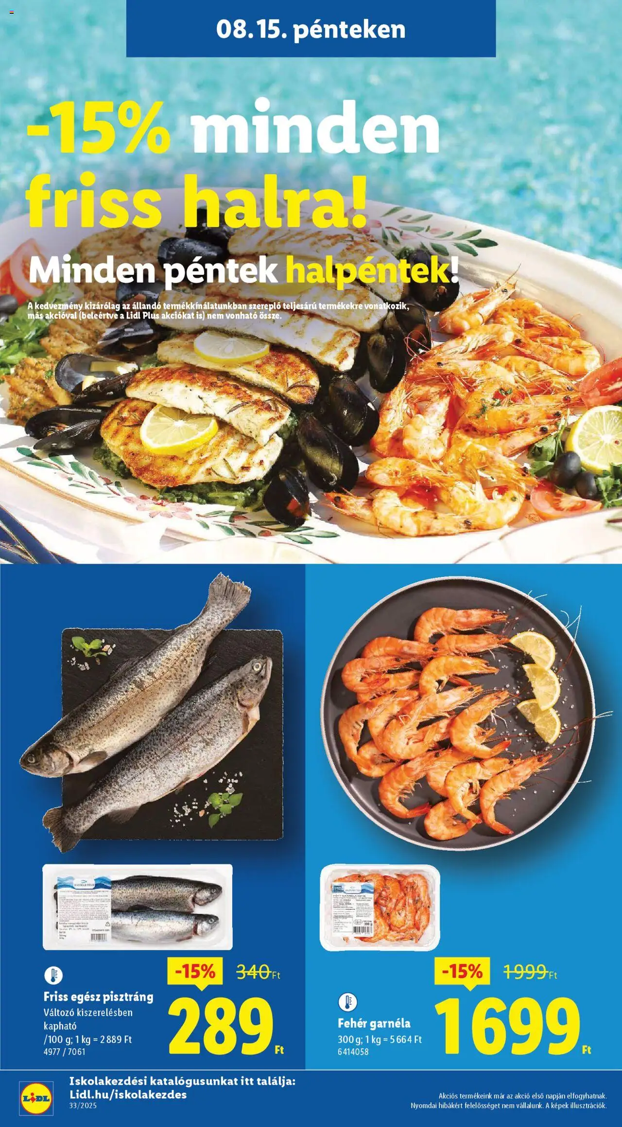 Lidl akciós ujság - amely érvényes a következő dátumtól: 14.08.2025 | Oldal: 38 | Termékek: Pisztráng, Garnéla