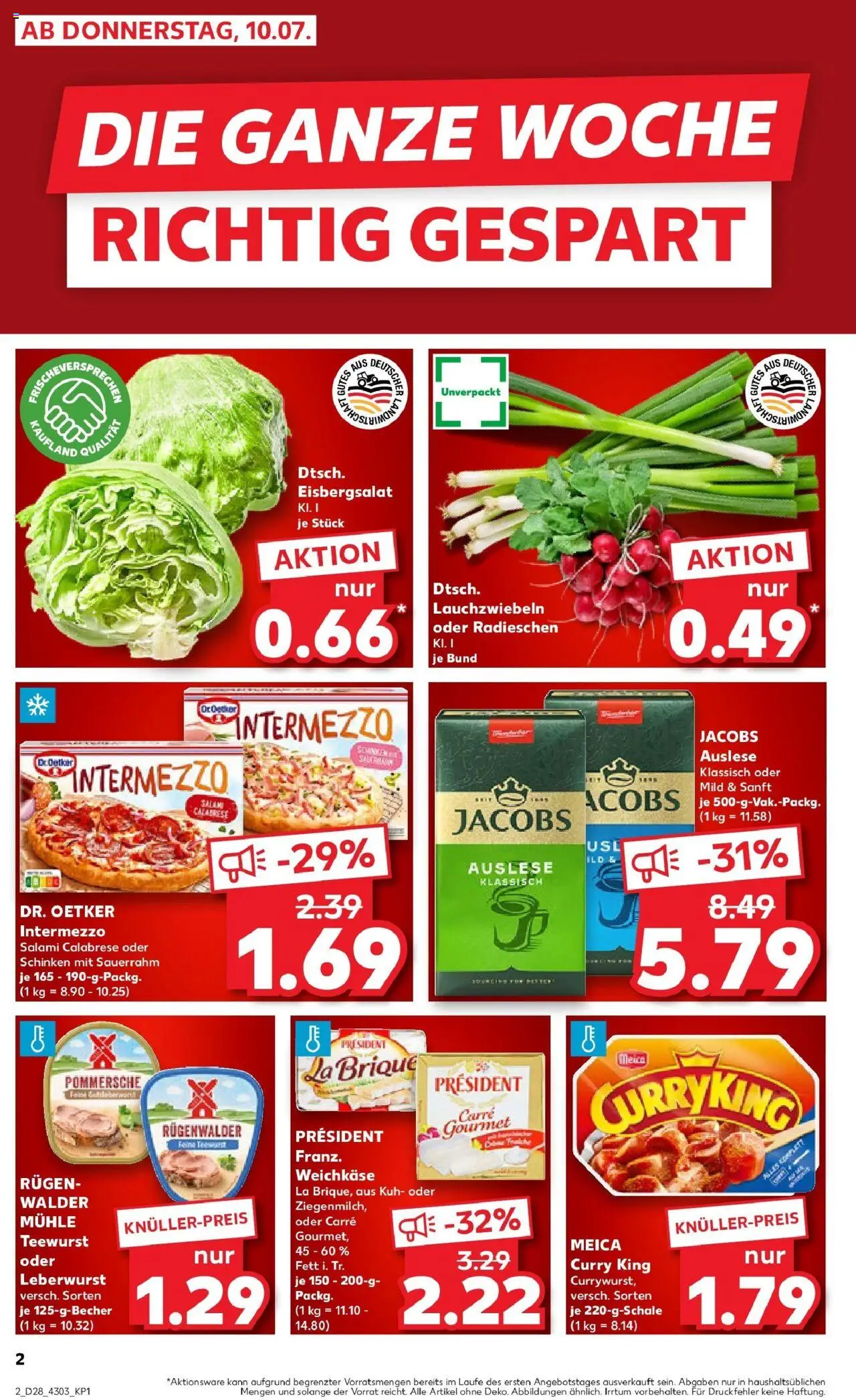 Kaufland prospekt Garbsen	 - gültig ab dem 09.07.2025 | Seite: 2 | Produkte: Eisbergsalat, Meica, Schinken, Pizza