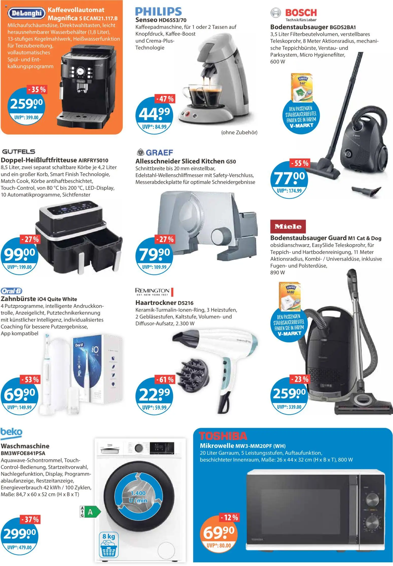 V-Markt - Schwaben / Oberbayern – gültig ab 29.01.2026 | Seite: 14 | Produkte: Philips, Mikrowelle, Haartrockner, Waschmaschine
