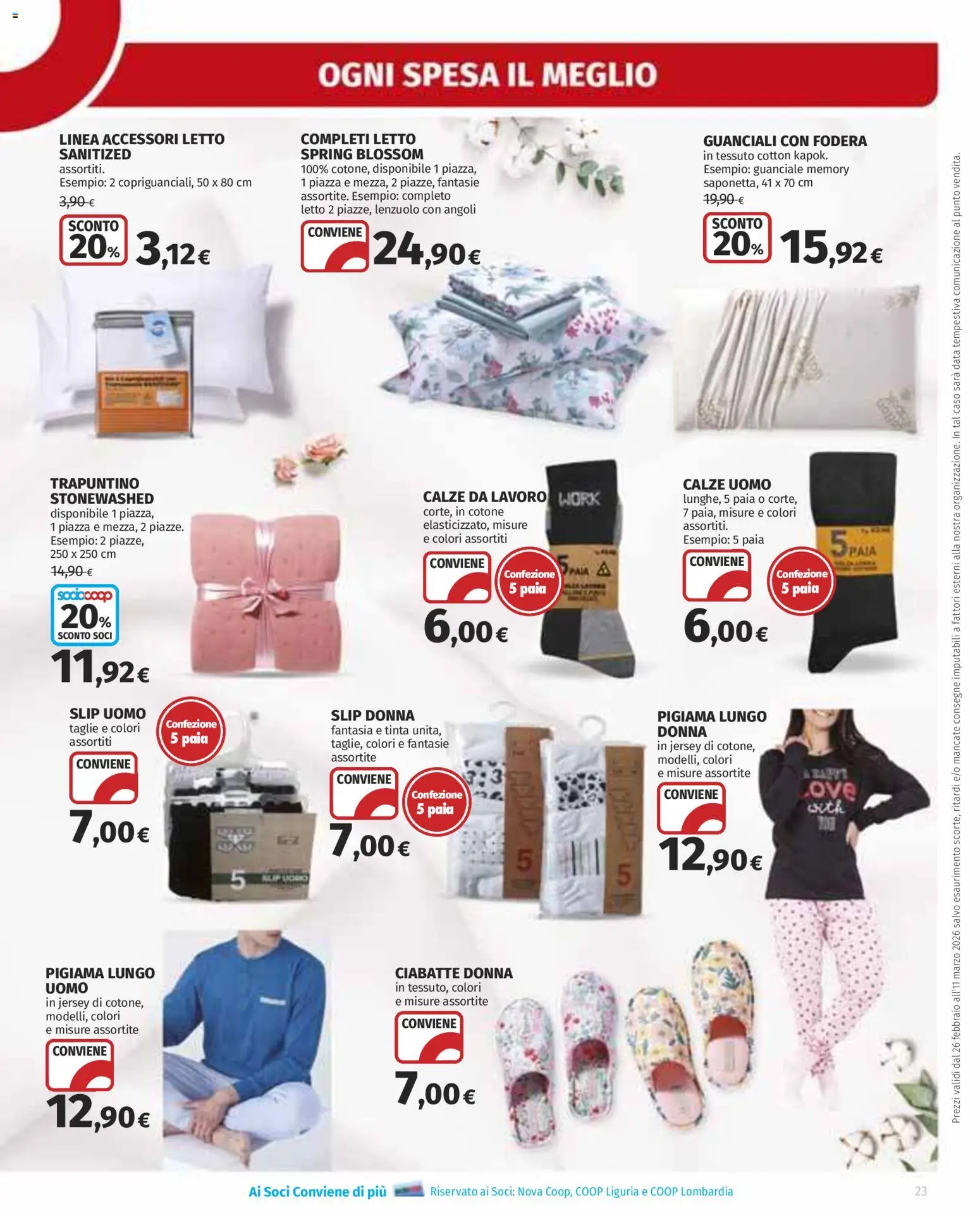 Volantino Ipercoop del 26.02.2026 | Pagina: 23 | Prodotti: Pigiama, Slip, Data, Letto