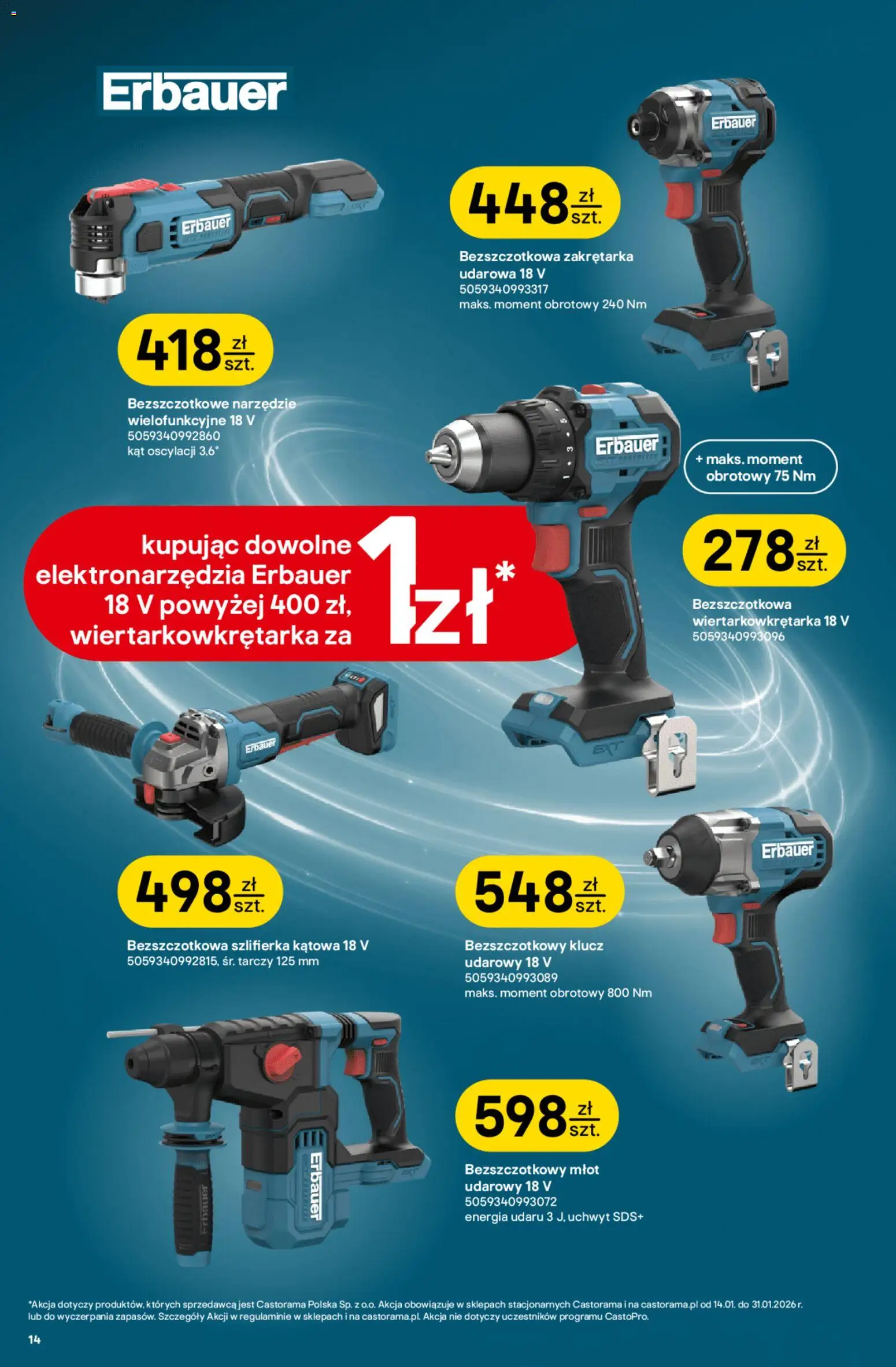 Castorama Gazetka od 14.01.2026 | Strona: 14 | Produkty: Szlifierka