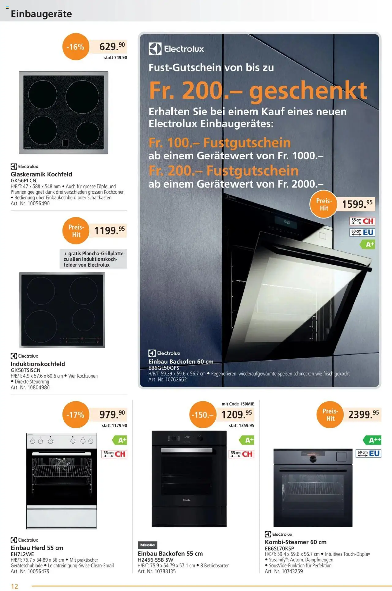 Fust Aktionen ab 26.05.2025 | Seite: 12 | Produkte: Backofen, Kochfeld, Herd, Miele