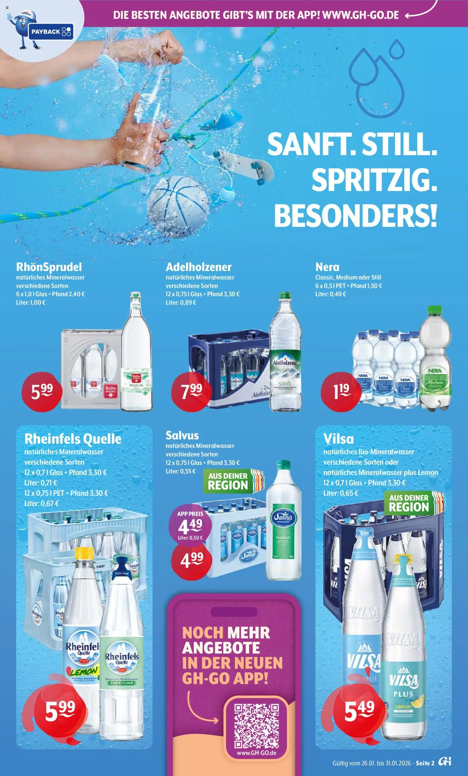 Getränke Hoffmann - Nordrhein - Westfalen – gültig ab 26.01.2026 | Seite: 2 | Produkte: Adelholzener, Mineralwasser, Rhonsprudel, Rheinfels quelle