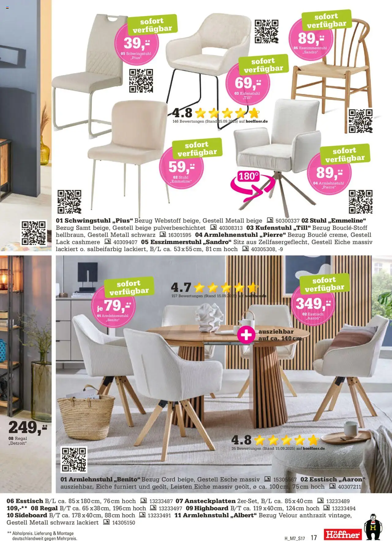 Höffner Prospekt 	 – gültig ab 15.10.2025 | Seite: 17 | Produkte: Sideboard, HIghboard, Regal, Stuhl