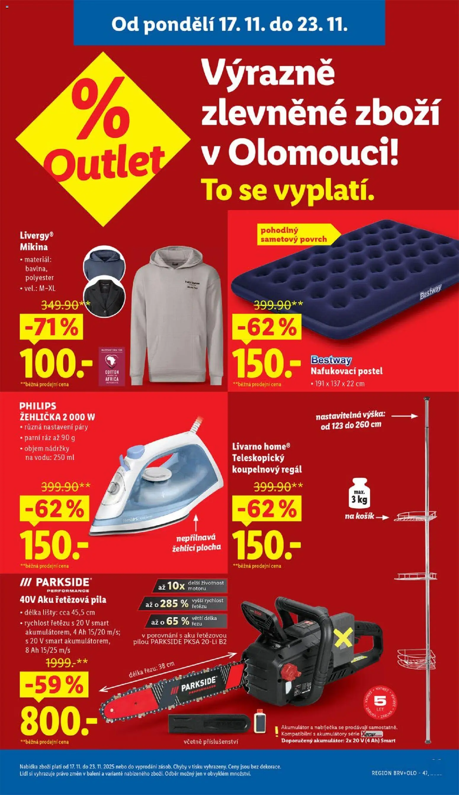 Lidl Black Friday od 17.11.2025 | Strana: 7 | Produkty: Nafukovací postel, Aku řetězová pila, Košík, Pila