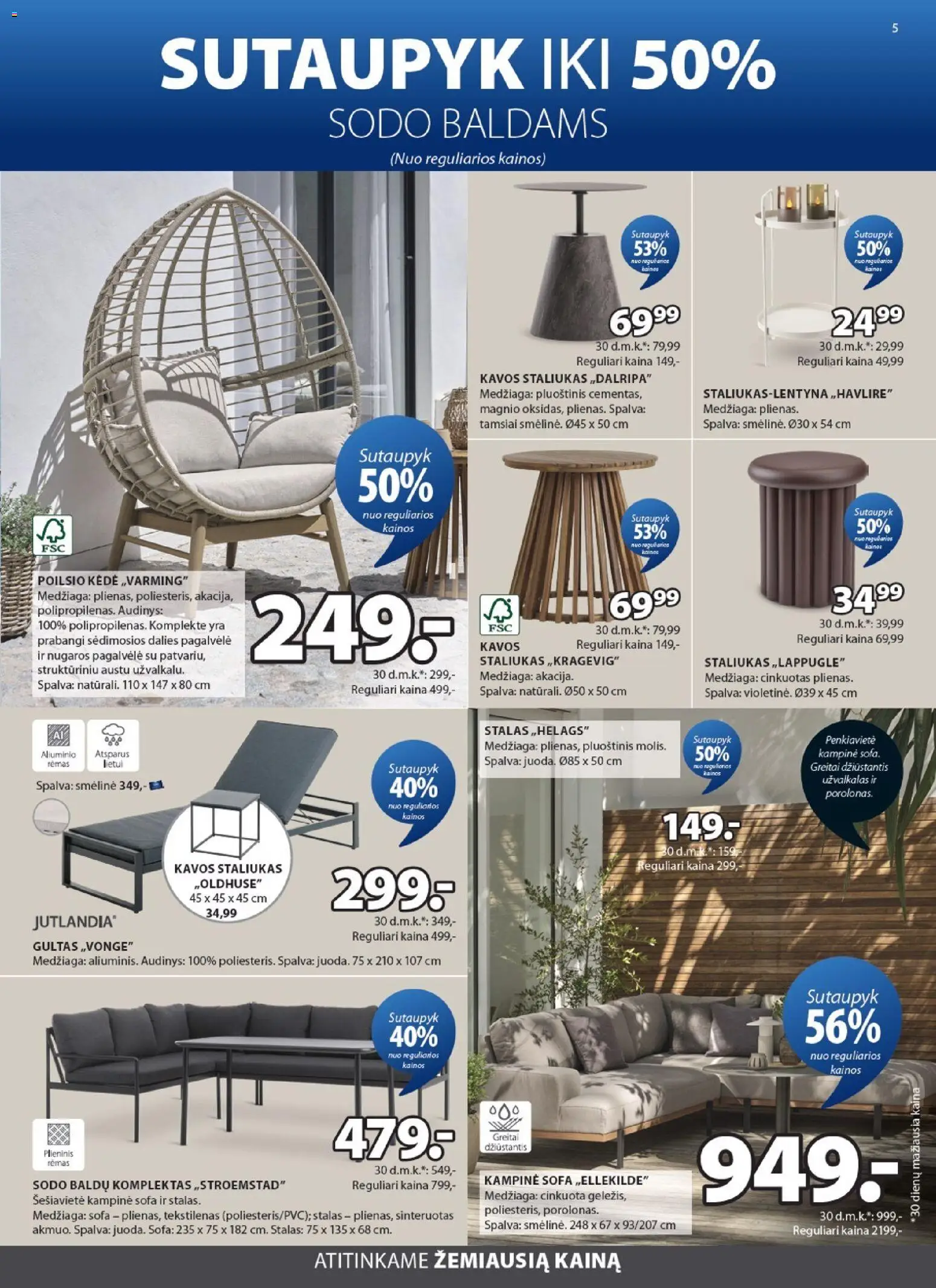 JYSK akcijos nuo 28.04.2026 | Puslapis: 5 | Prekių: Gultas, Sofa, Stalas, Užvalkalas
