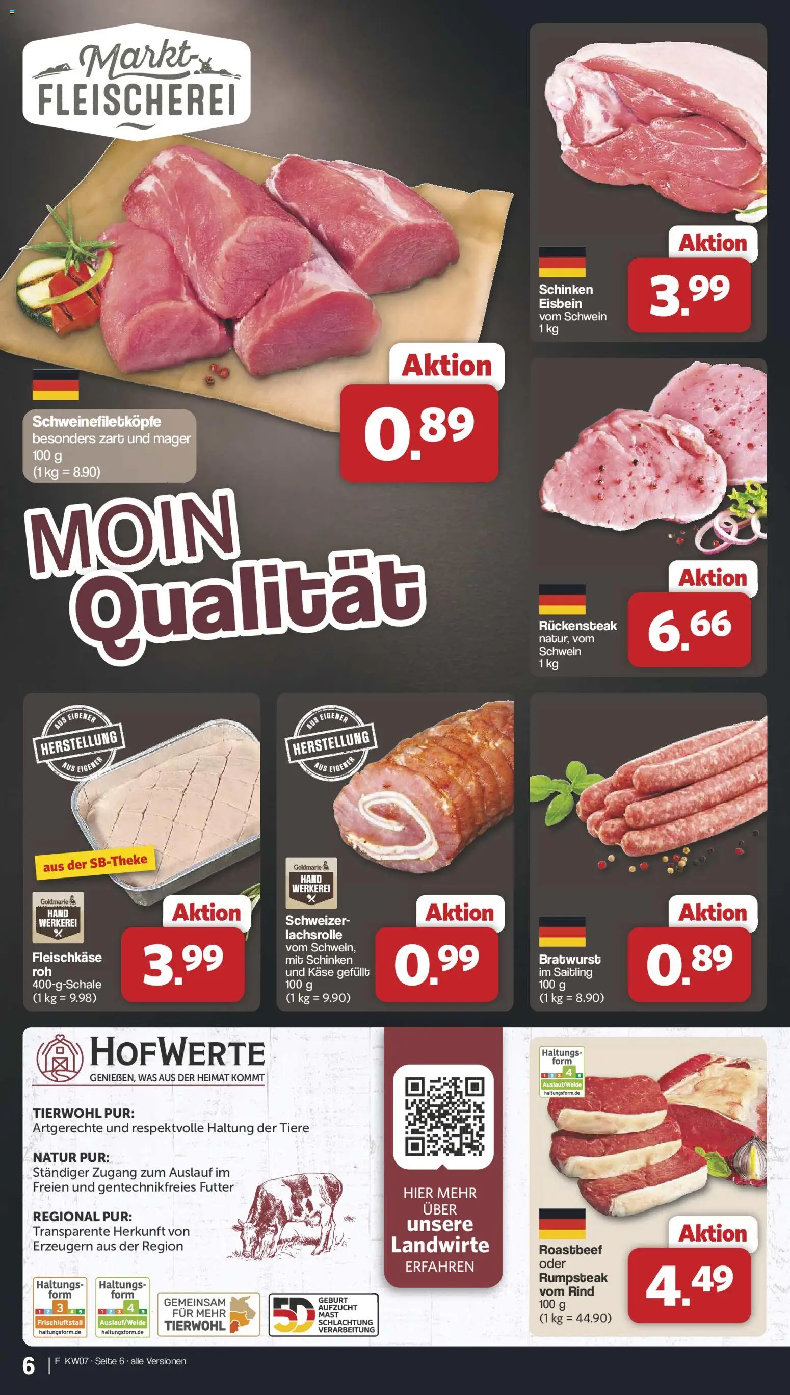 Famila Nordwest Prospekt 	 – gültig ab 08.02.2026 | Seite: 6 | Produkte: Rumpsteak, Käse, Roastbeef, Schinken