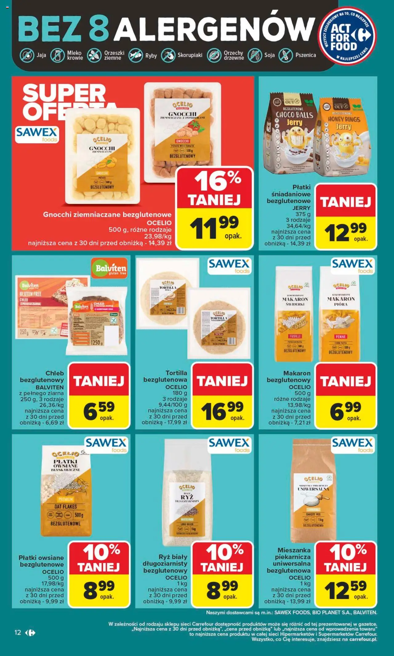 Carrefour Gazetka od 13.10.2025 | Strona: 12 | Produkty: Płatki owsiane błyskawiczne, Tortilla, Ryby, Makaron