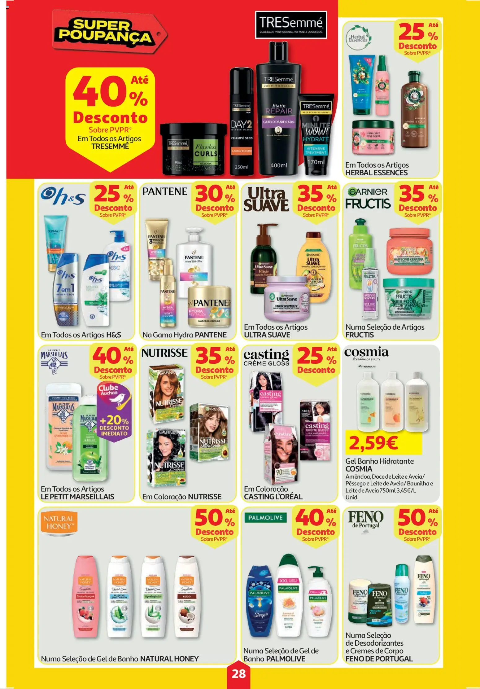 Auchan folheto │ válido de 23.10.2025 | Página: 28 | Produtos: Gloss, Gel de banho, Banho, Creme