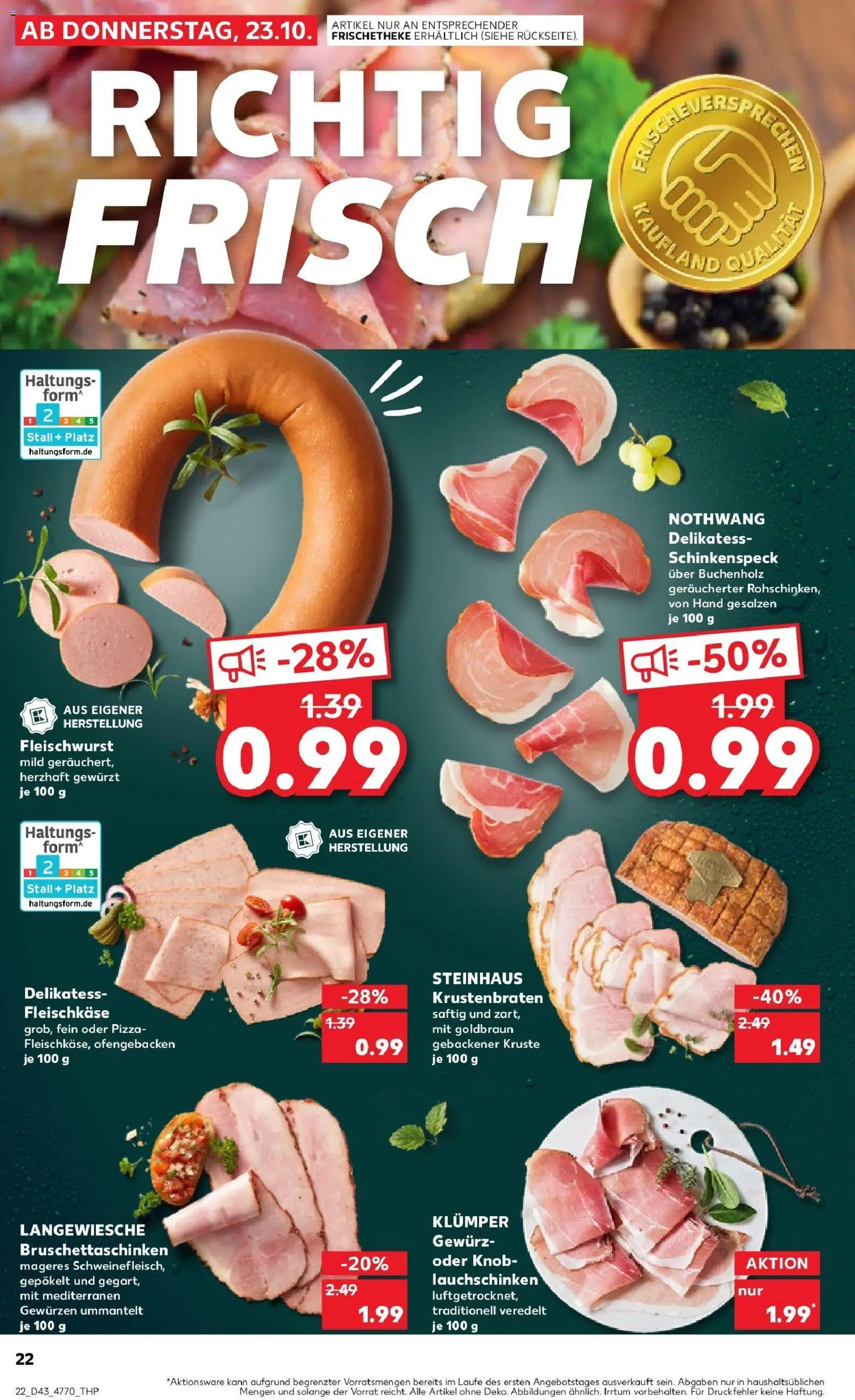 Kaufland prospekt Aschaffenburg	 – gültig ab 27.10.2025 | Seite: 22 | Produkte: Krustenbraten, Pizza