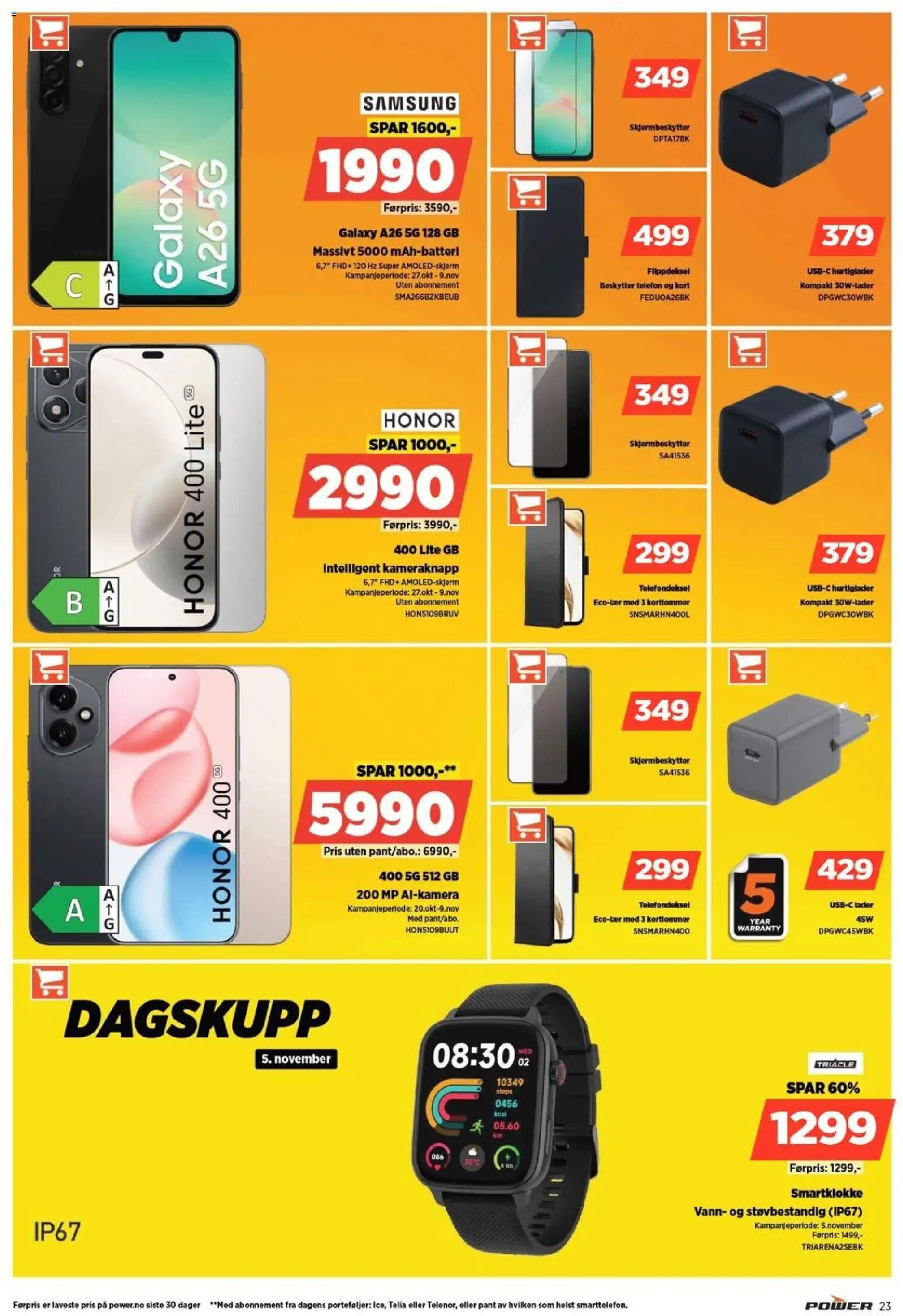 {H1} | Side: 23 | Produkter: Telefon, Smartklokke, Steps, Вермішель