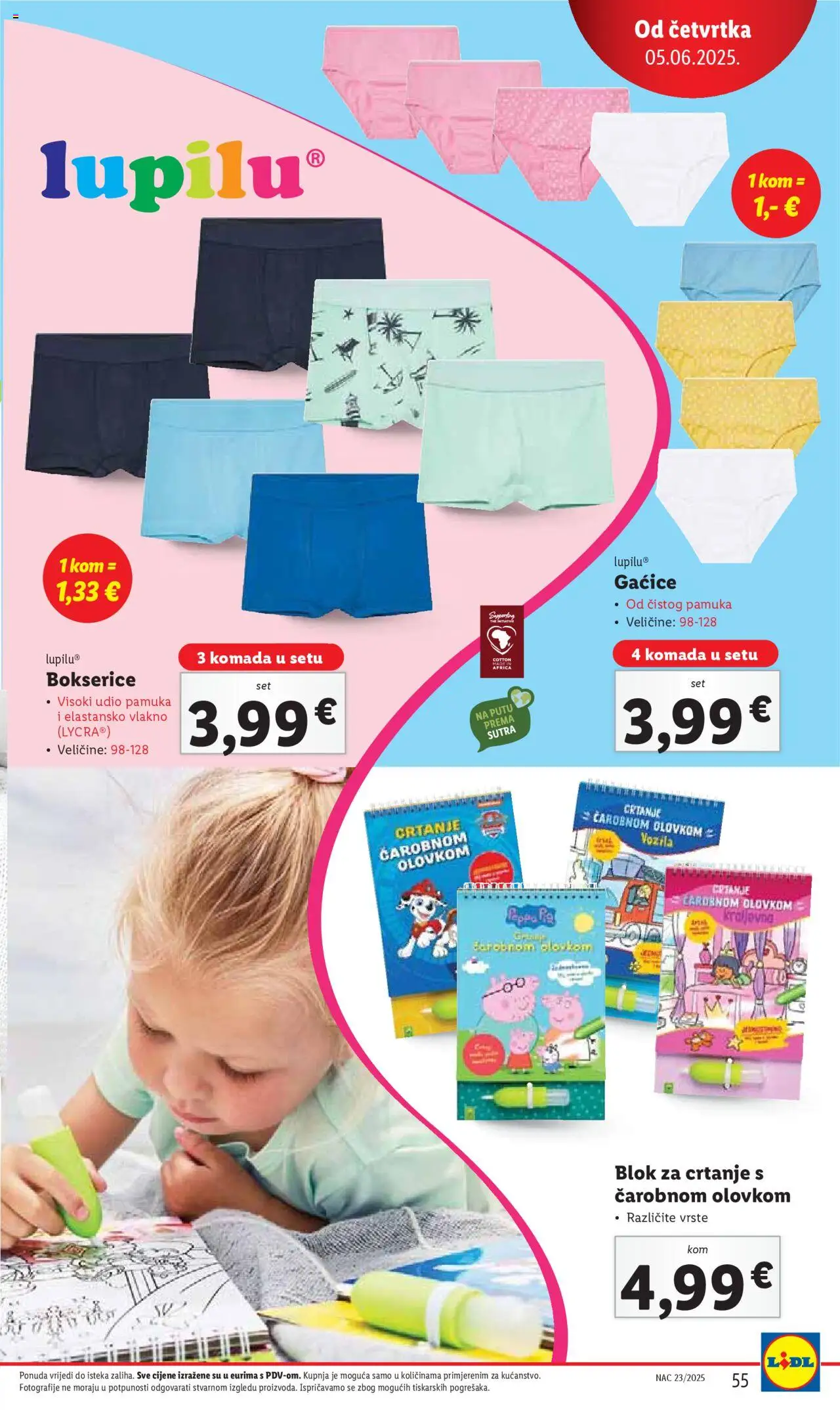Lidl katalog | vrijedi od 02.06.2025 | Stranica: 55 | Proizvodi: Gaćice, Bokserice