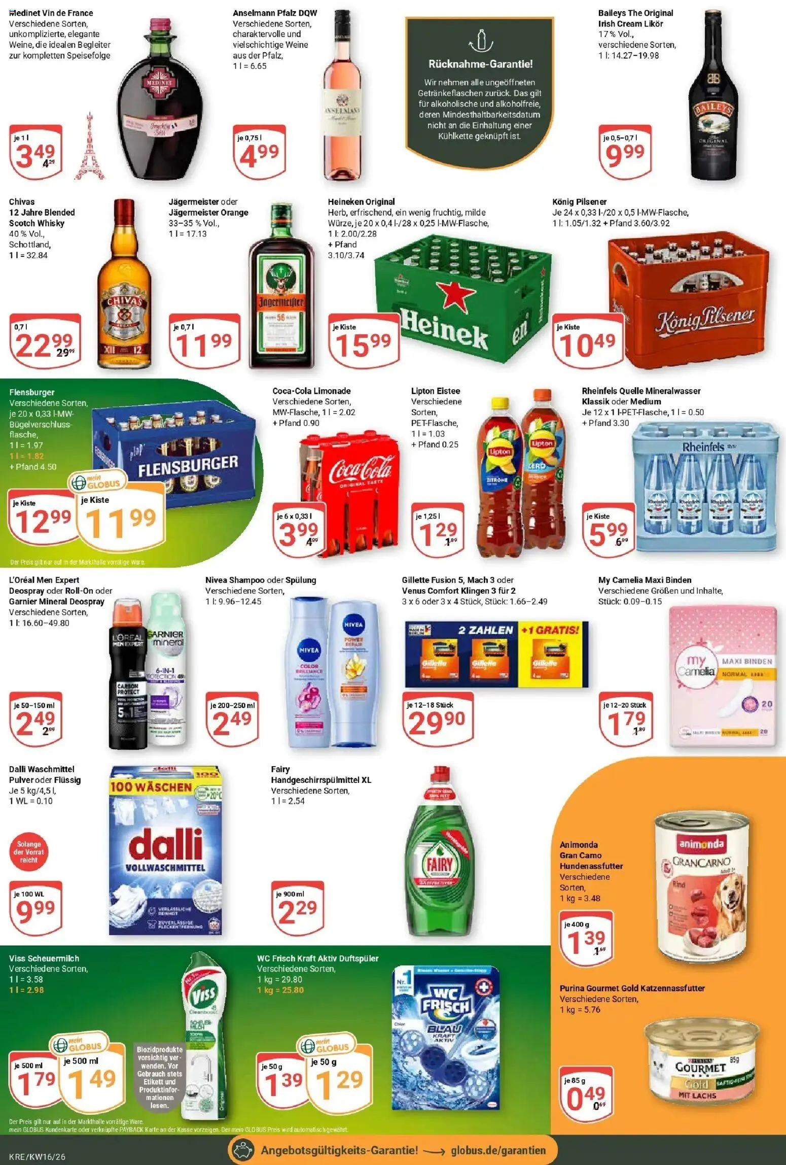 Globus Prospekt Krefeld	 – gültig ab 12.04.2026 | Seite: 4 | Produkte: Flensburger, Waschmittel, Deospray, Baileys