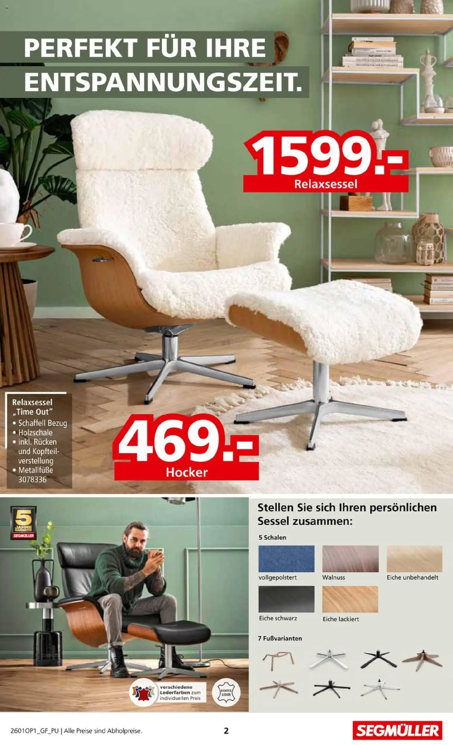 Segmüller Sessel Spezial – gültig ab 29.12.2025 | Seite: 2 | Produkte: Hocker, Relaxsessel, Sessel