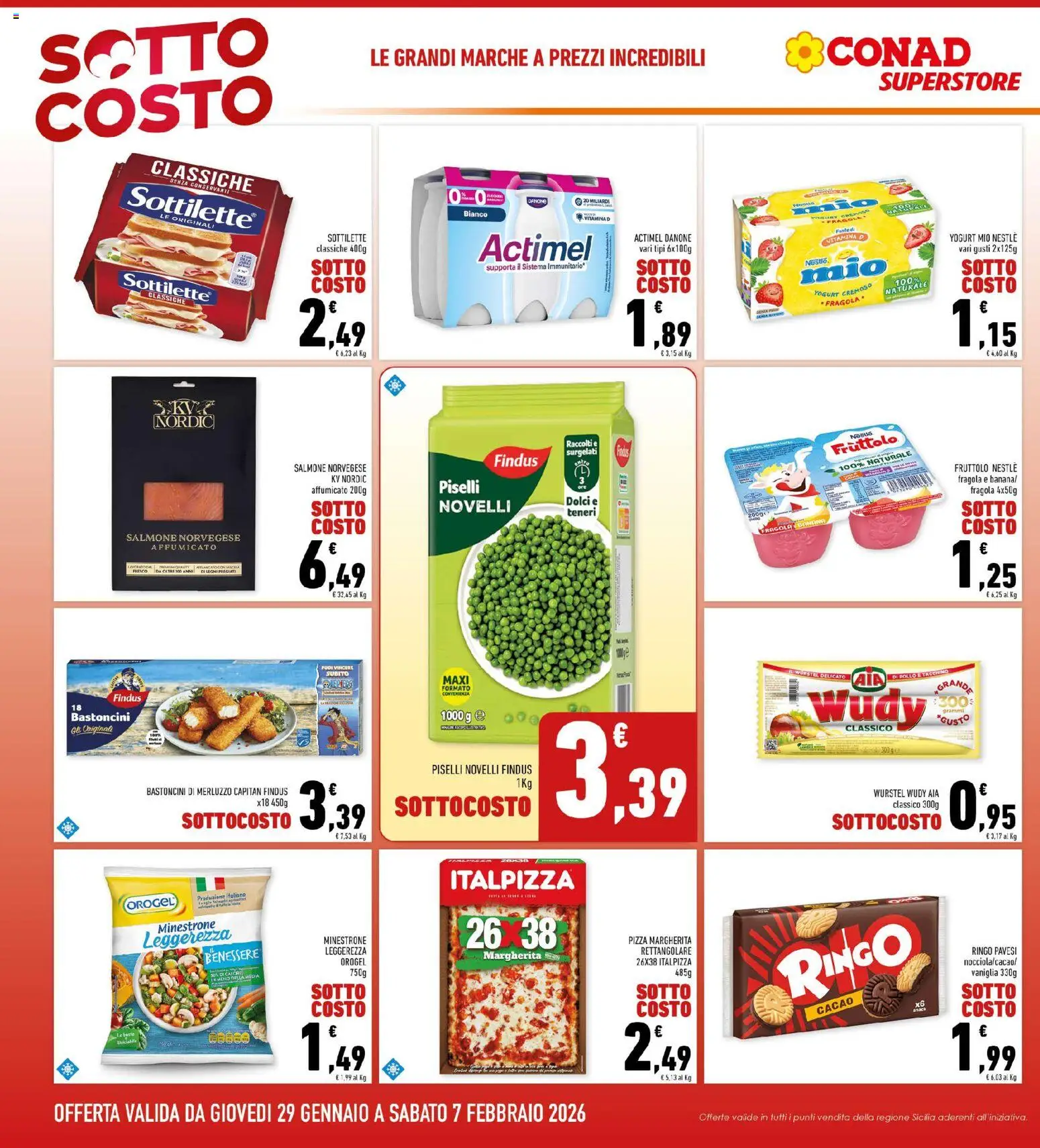 Volantino Conad del 29.01.2026 | Pagina: 2 | Prodotti: Yogurt, Salmone, Merluzzo, Wurstel