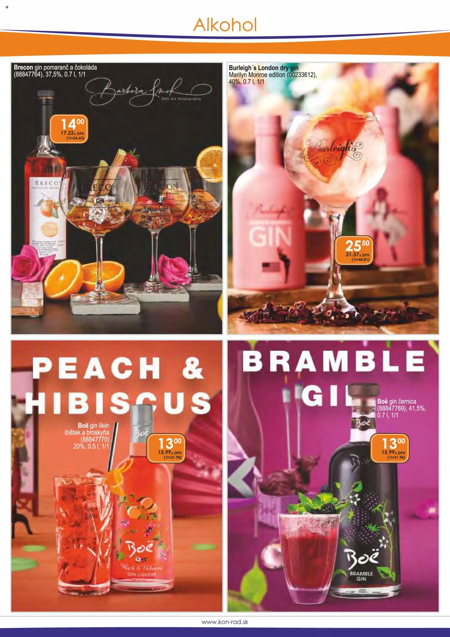 Nové KON - RAD akcie – leták je platný od 01.03.2026 | Strana: 4 | Produkty: Čokoláda, Gin, Alkohol