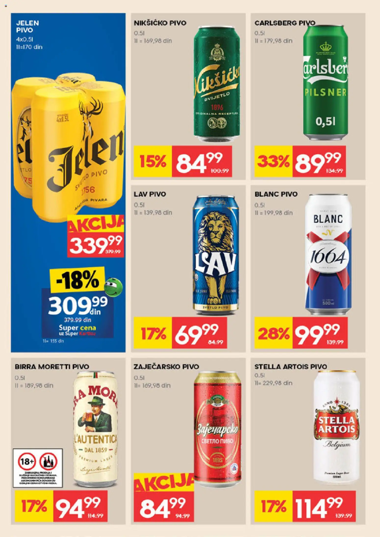 Idea katalog - važi od 19.02.2026 | Strana: 24 | Proizvode: Stella Artois, Birra Moretti, Zaječarsko pivo, Pivo