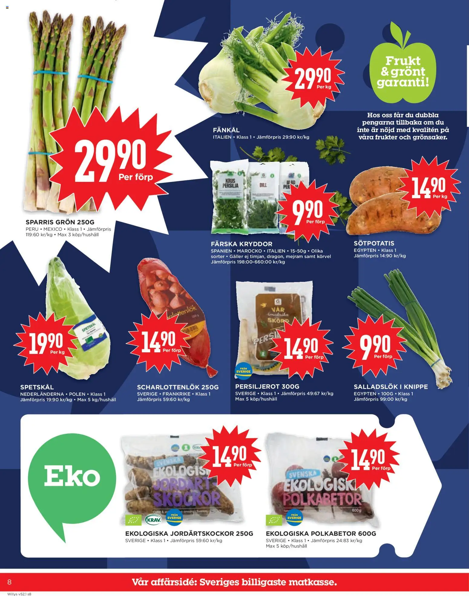Willys reklamblad aktuell från 26.12.2025 | Sida: 8 | Produkter: Galler, Salladslök, Sparris, Persilja