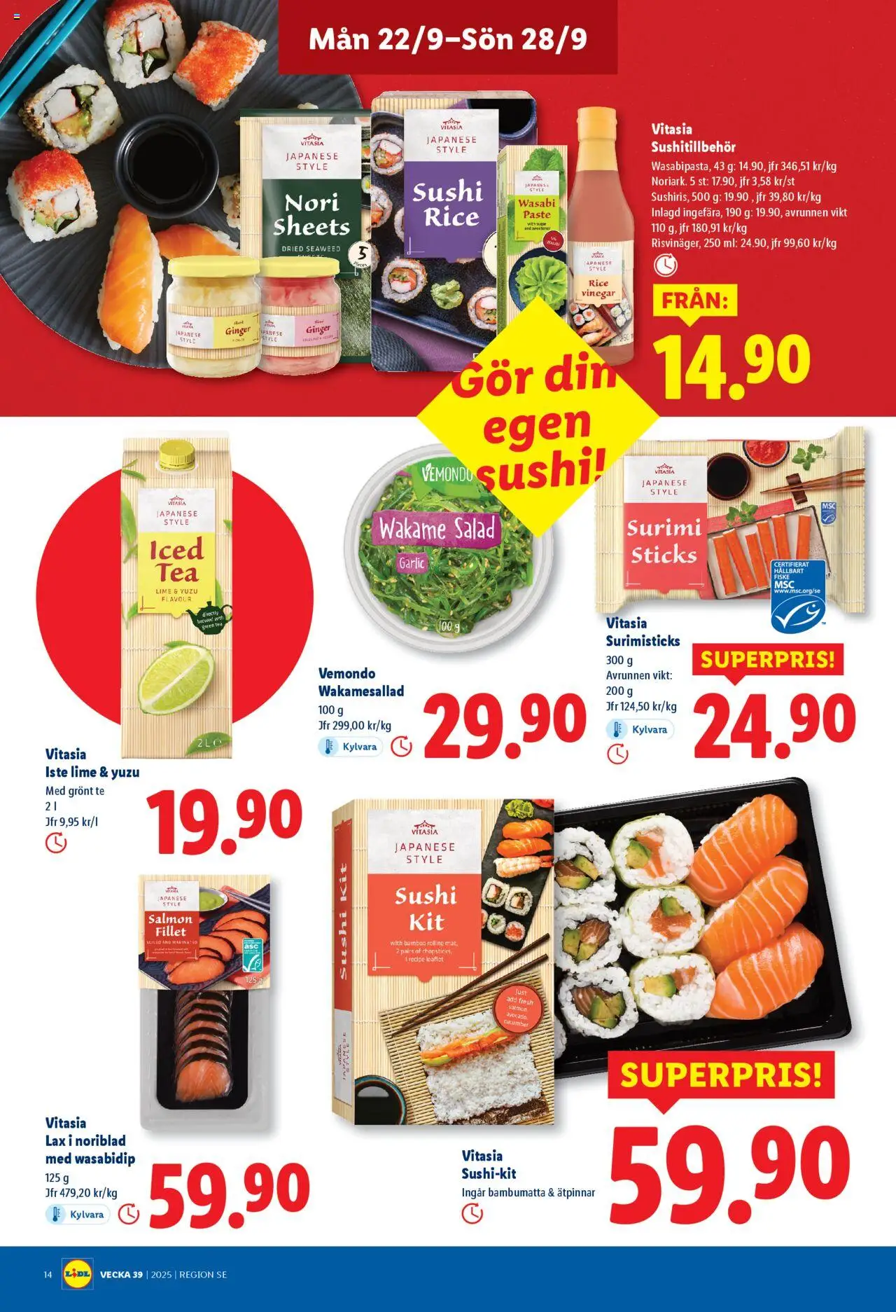 Lidl reklamblad aktuell från 22.09.2025 | Sida: 14 | Produkter: Lax, Te, Lime