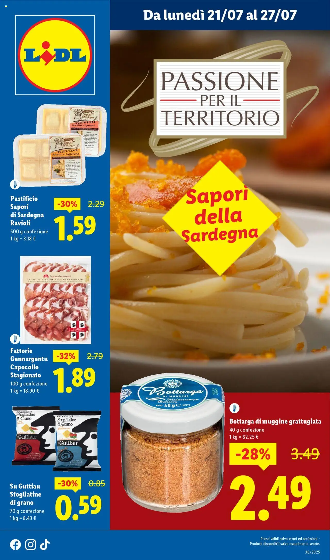 Volantino Lidl del 21.07.2025 | Pagina: 1 | Prodotti: Pasta, Spinaci, Crackers, Ricotta