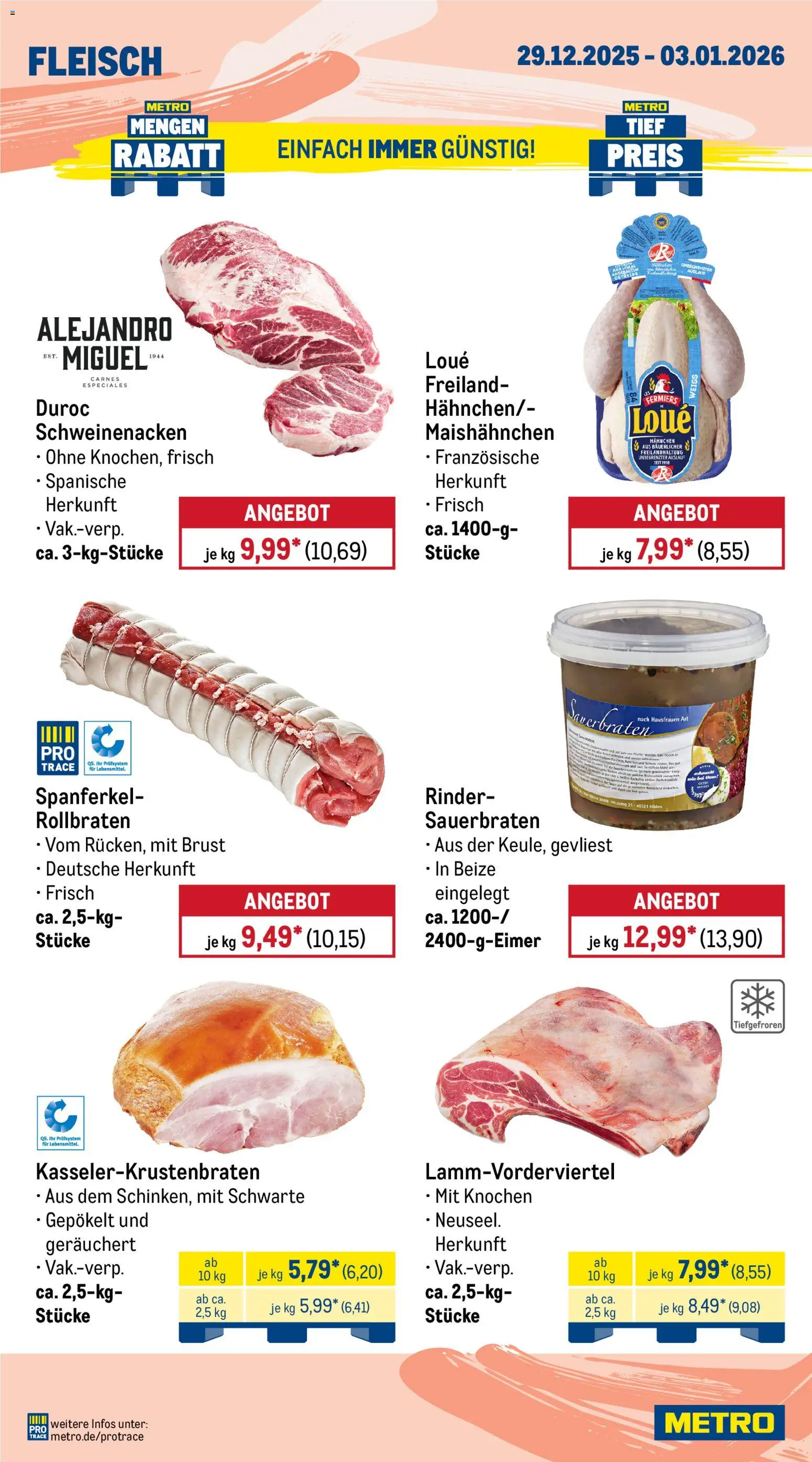 Metro Prospekt 	 – gültig ab 29.12.2025 | Seite: 3 | Produkte: Hahnchen, Schweinenacken, Getreide, Fleisch