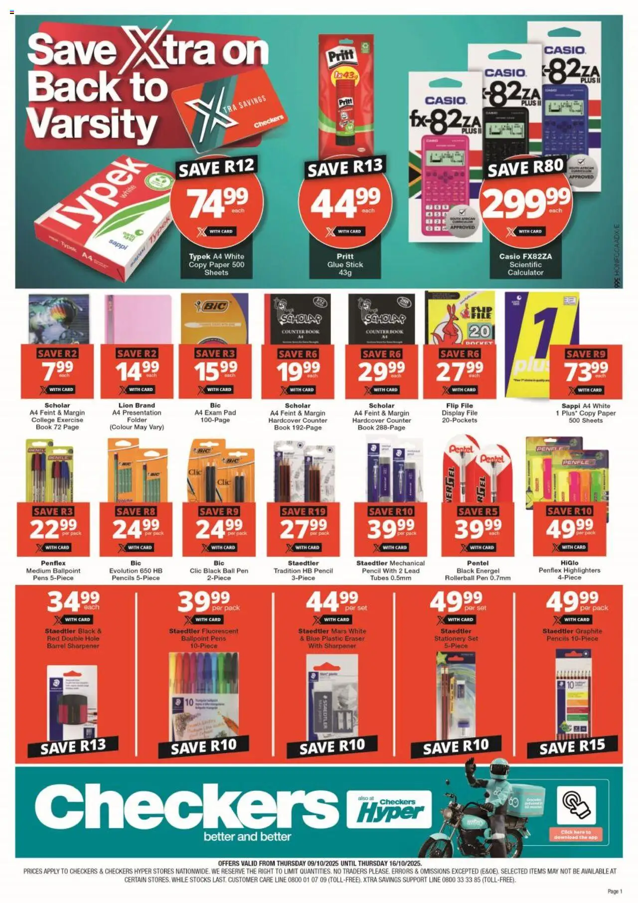 New Checkers catalogue – valid from 09.10.2025 | Page: 1 | Products: Pencil, Calculator, Pen, Paper