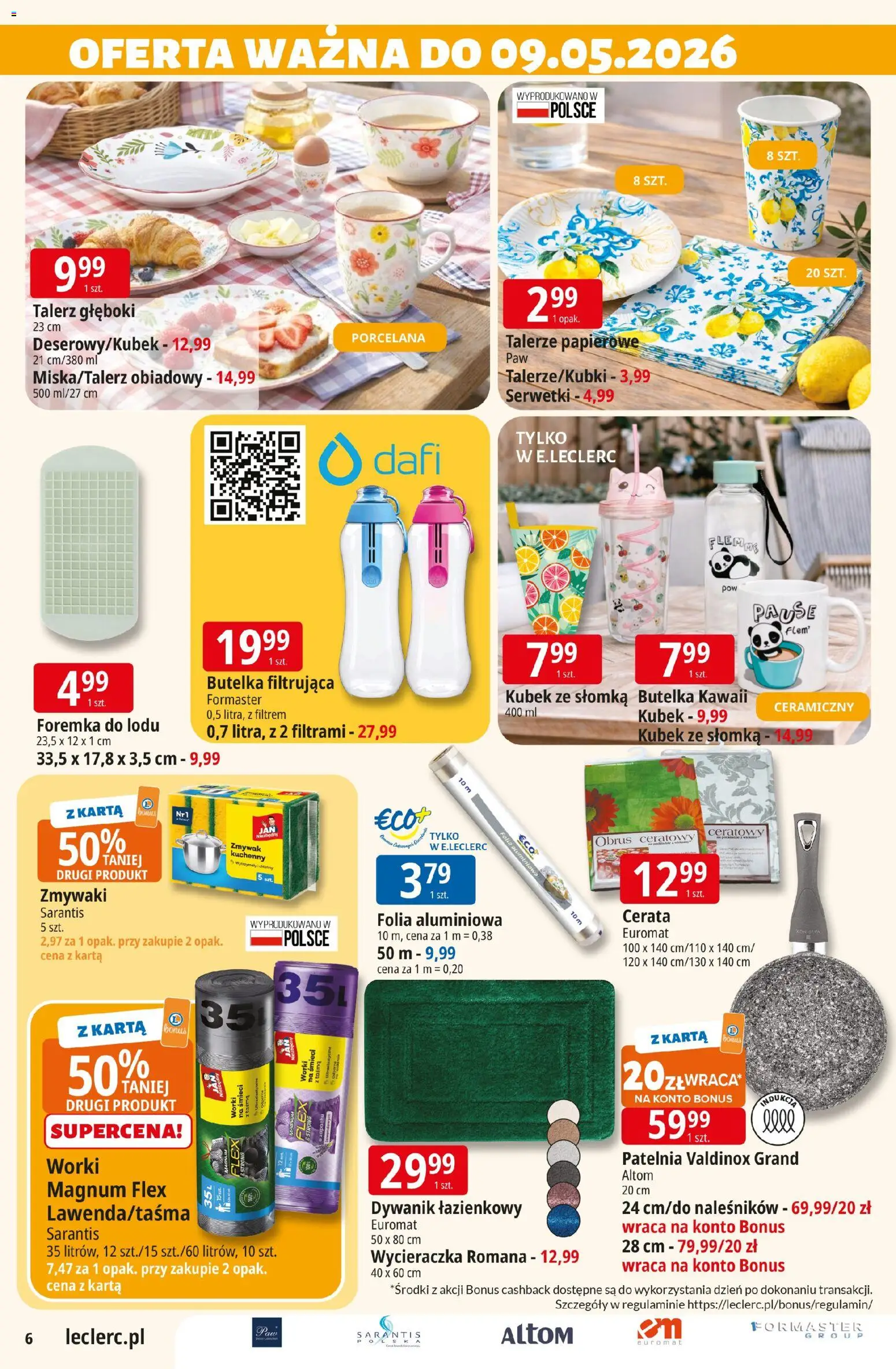 E.Leclerc gazetka - Zamość od 21.04.2026 | Strona: 6 | Produkty: Karta, Dywanik łazienkowy, Talerze, Patelnia