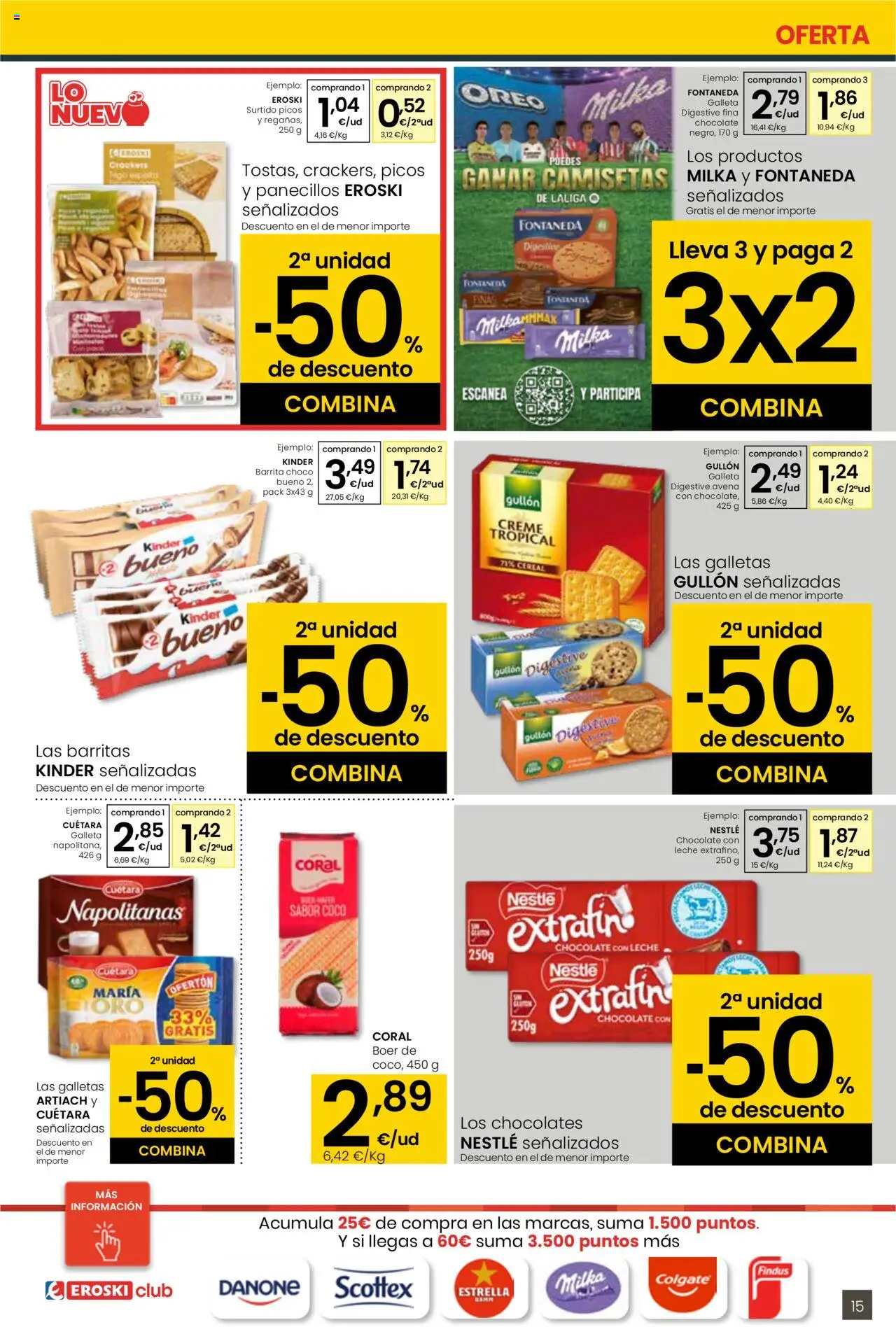 Eroski - Para conquistarte Center │ válido desde el 14.08.2025 | Página: 15 | Productos: Leche, Chocolate, Τυρόπιτα, Chocolate con leche