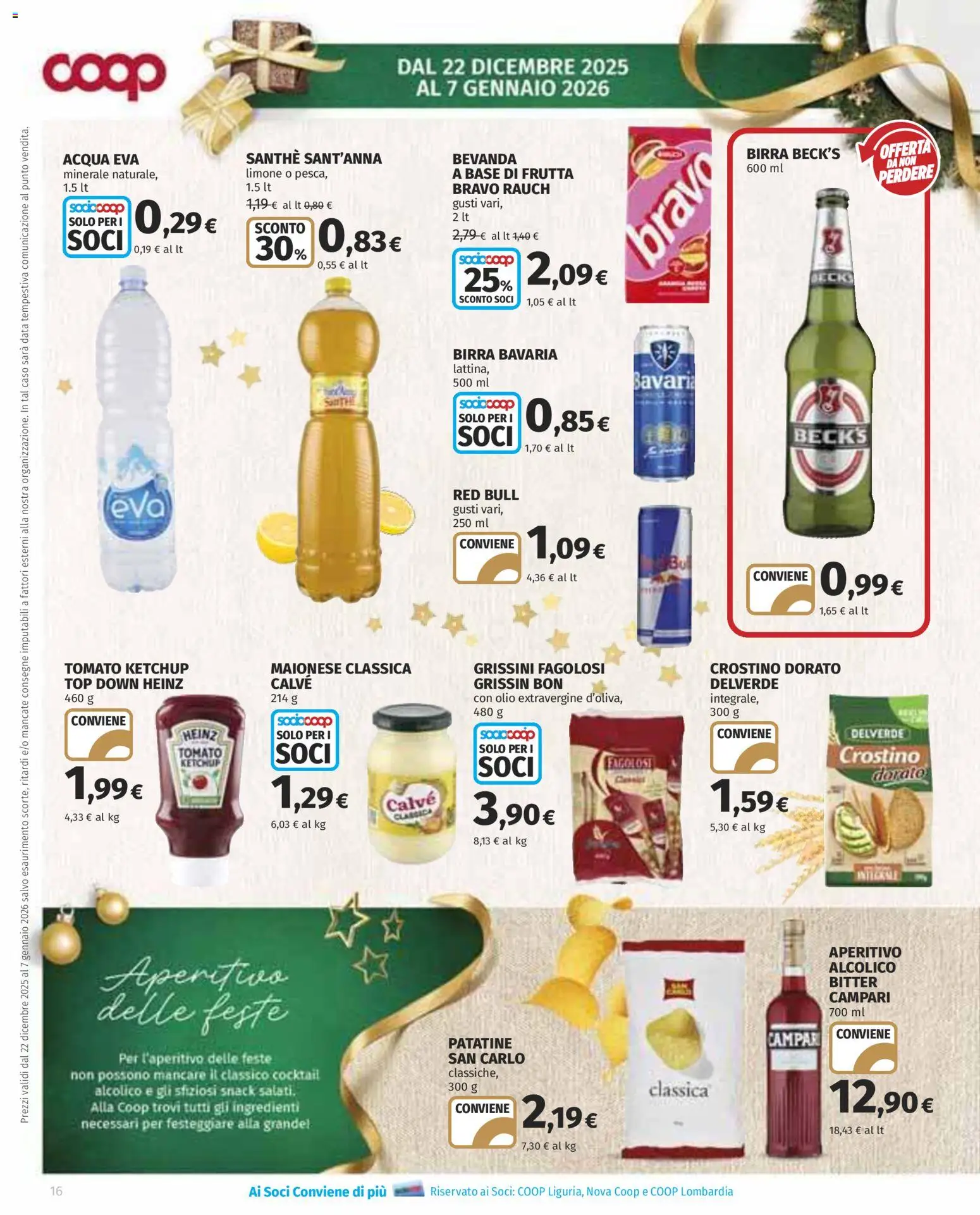Volantino COOP del 22.12.2025 | Pagina: 16 | Prodotti: Birra, Patatine, Limone, Top