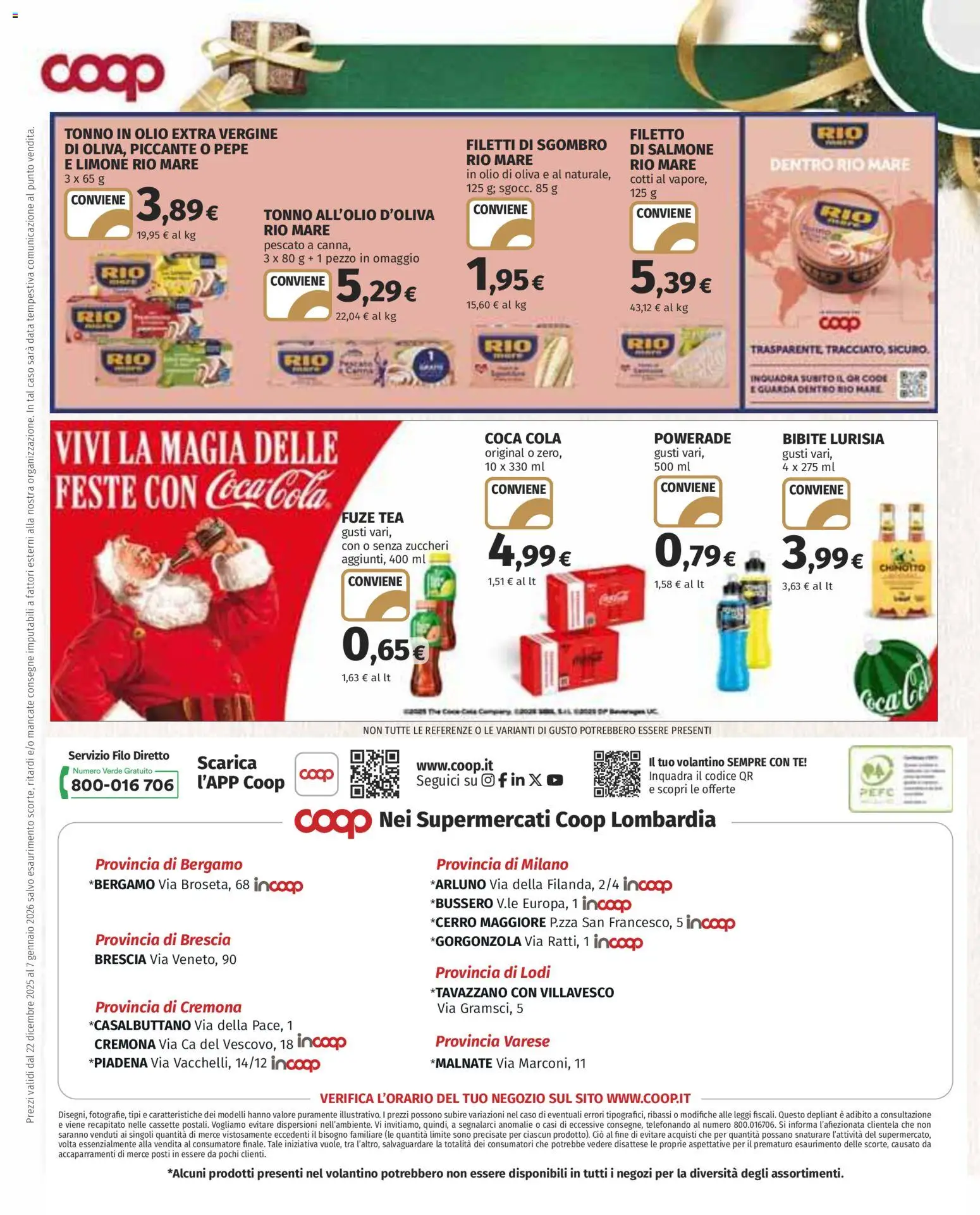 Volantino COOP del 22.12.2025 | Pagina: 22 | Prodotti: Salmone, Olio extra vergine, Sgombro, Olio di Oliva