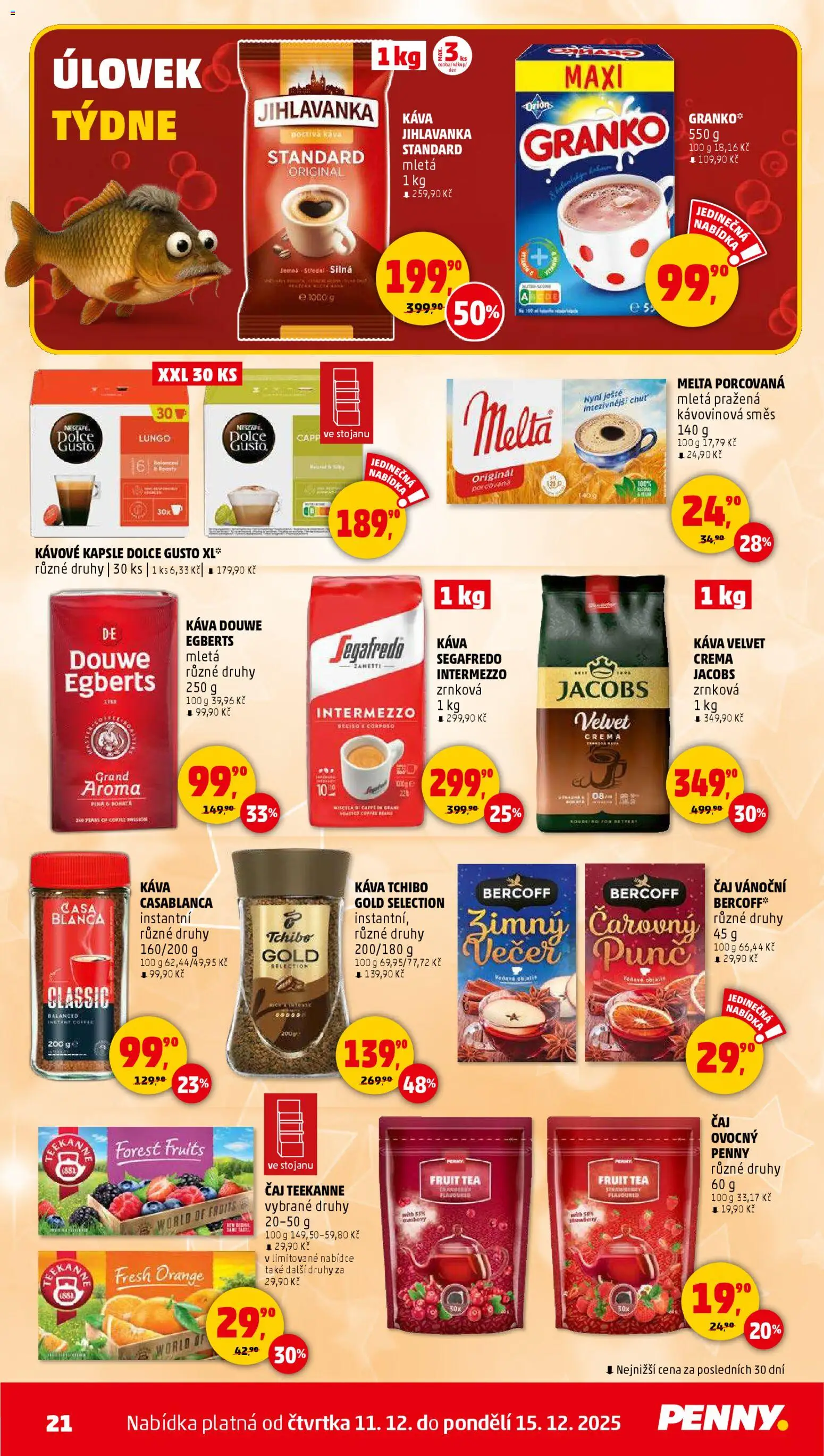 Penny Market leták - Čtvrtečník od 11.12.2025 | Strana: 21 | Produkty: Čaj, Tchibo, Douwe Egberts, Jacobs