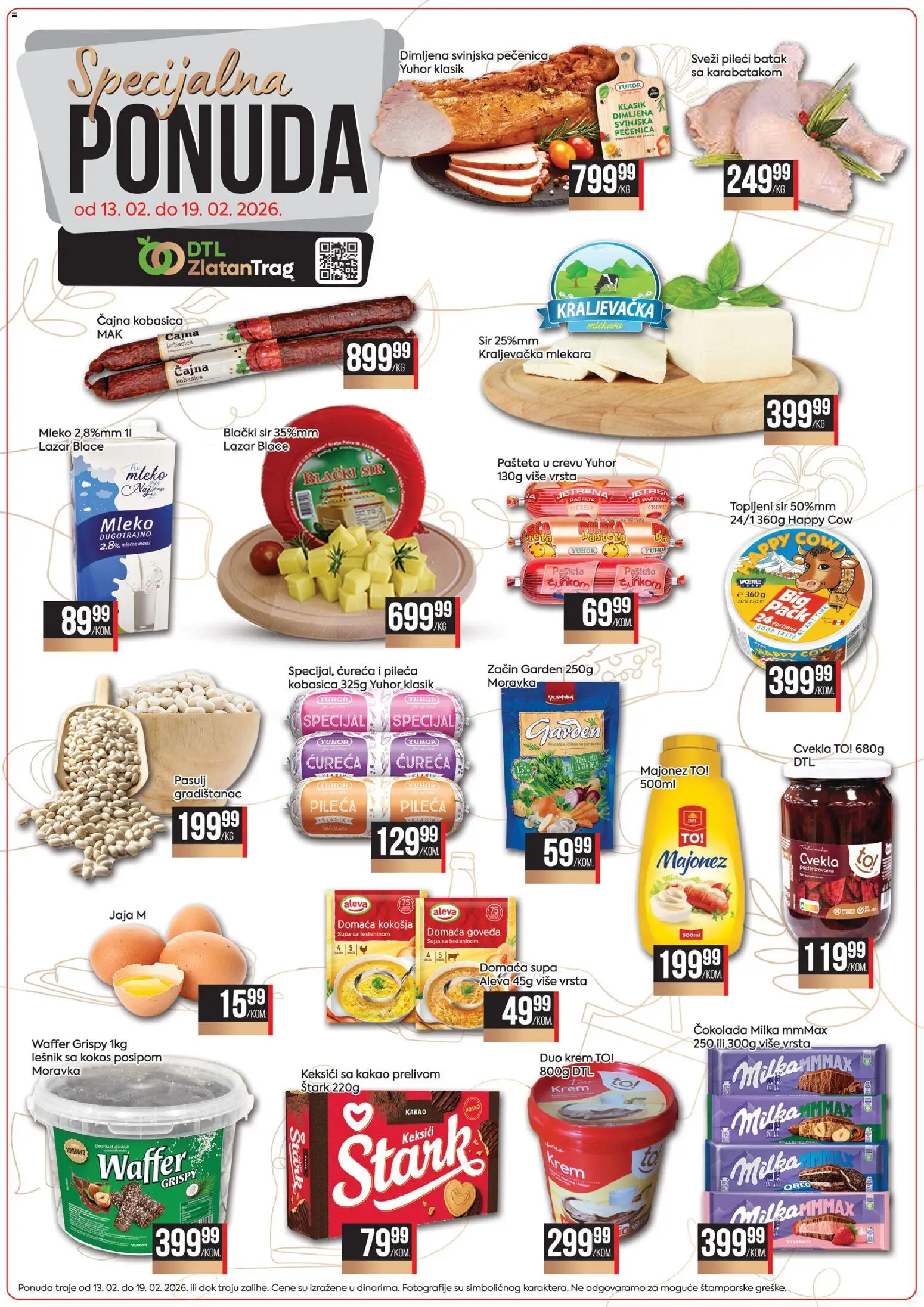 Zlatan Trag katalog - važi od 13.02.2026 | Strana: 1 | Proizvode: Majonez, Milka, Jaja, Pečenica