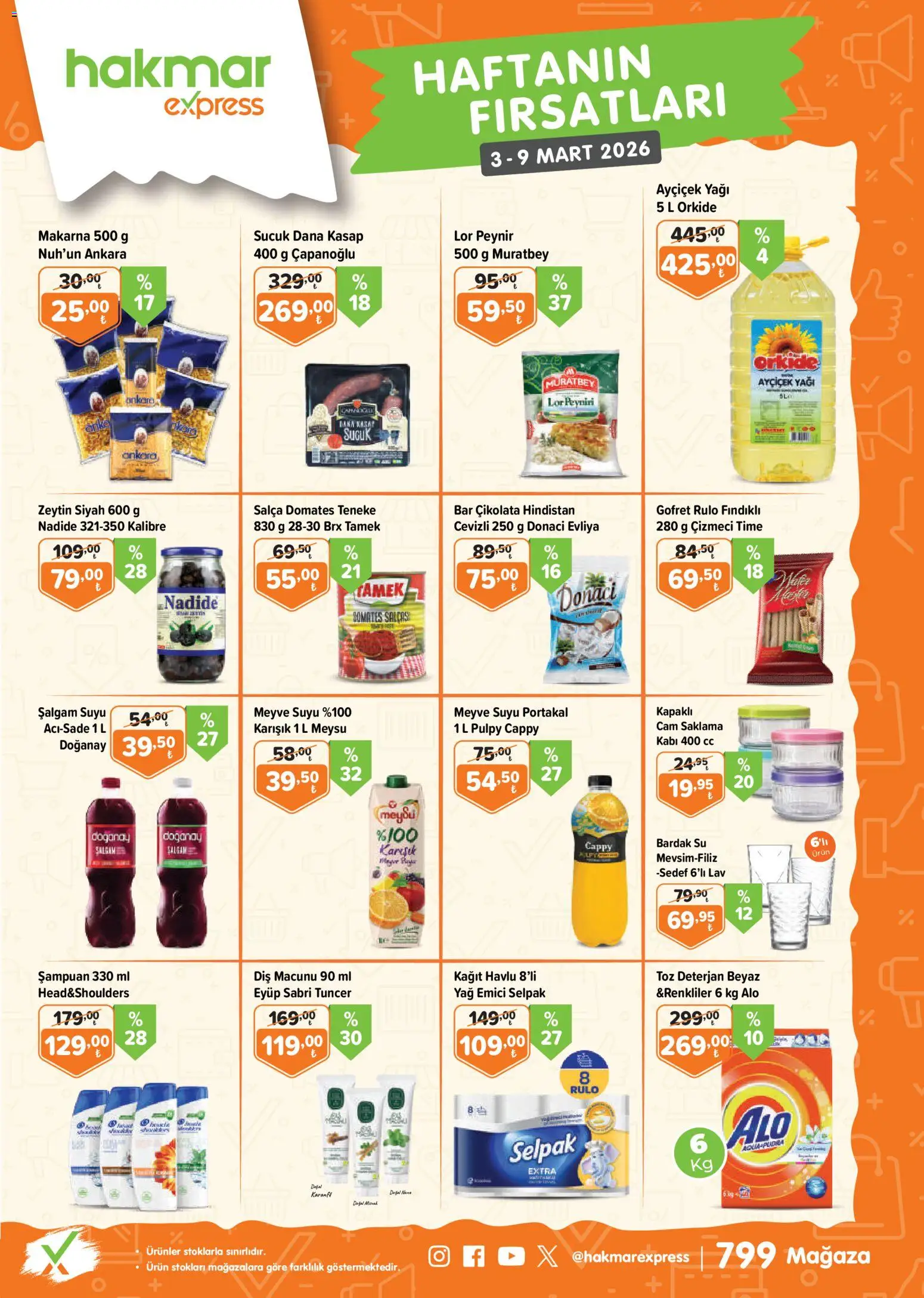 Hakmar Express Katalog - 03.03.2026 tarihinden itibaren geçerlidir | Sayfa: 1 | Ürünler: Çikolata, Portakal, Makarna, Sucuk