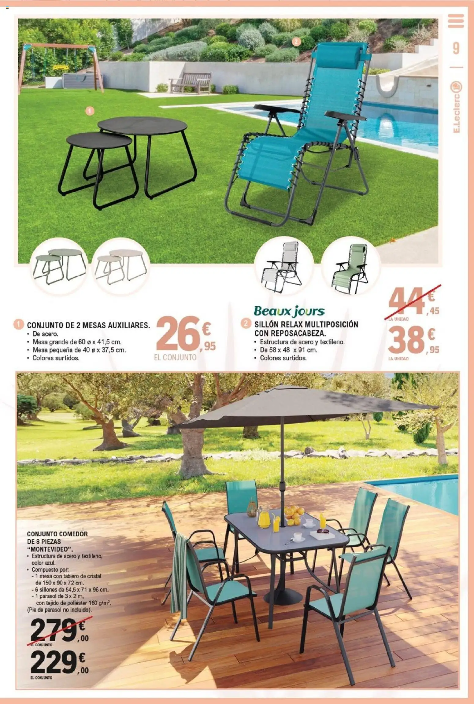 E.Leclerc Al Aire Libre │ válido desde el 27.04.2026 | Página: 9 | Productos: Sillón, Mesa