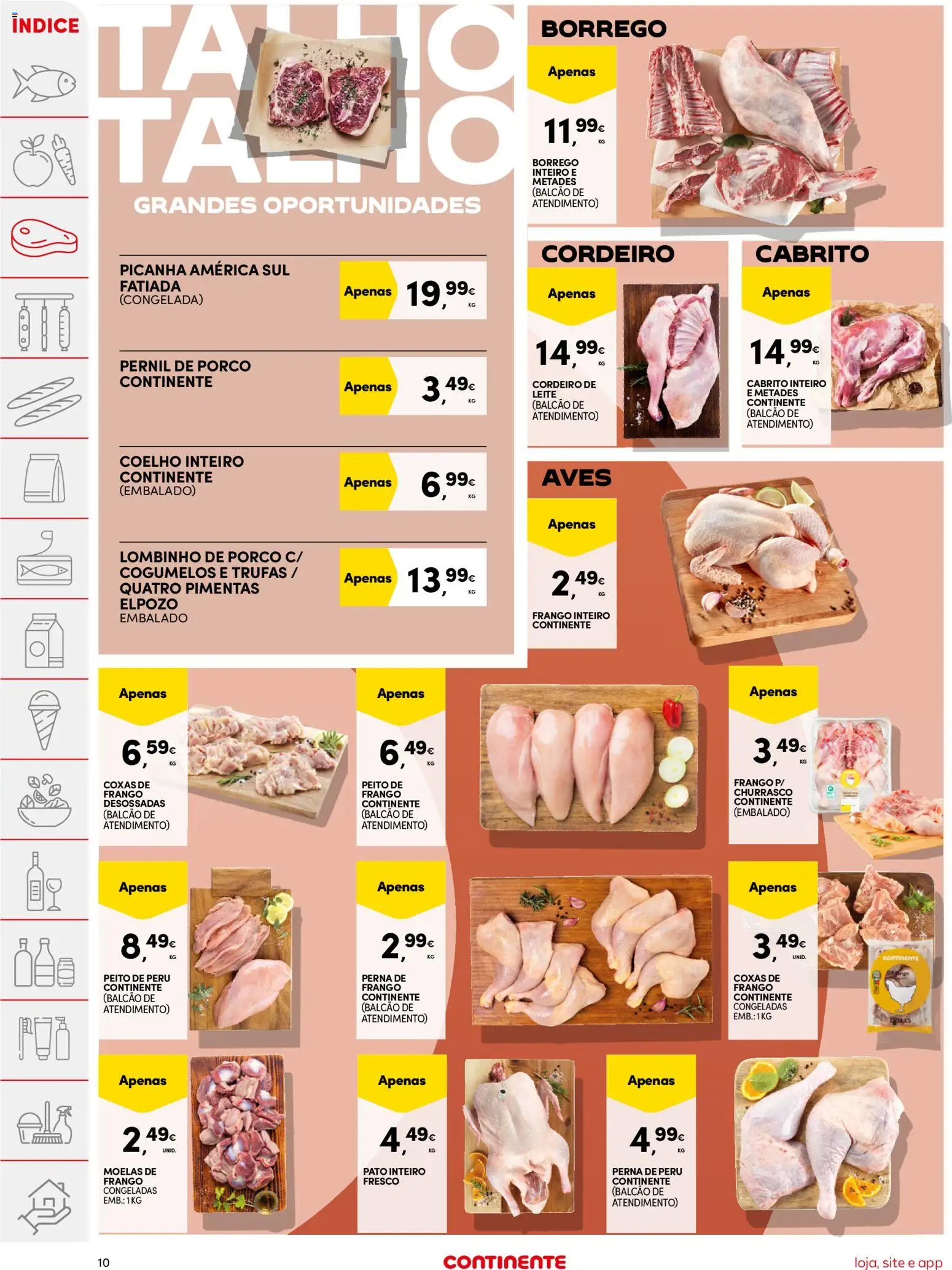 Continente folheto │ válido de 16.12.2025 | Página: 10 | Produtos: Peito de peru, Pernil, Cabrito, Leite