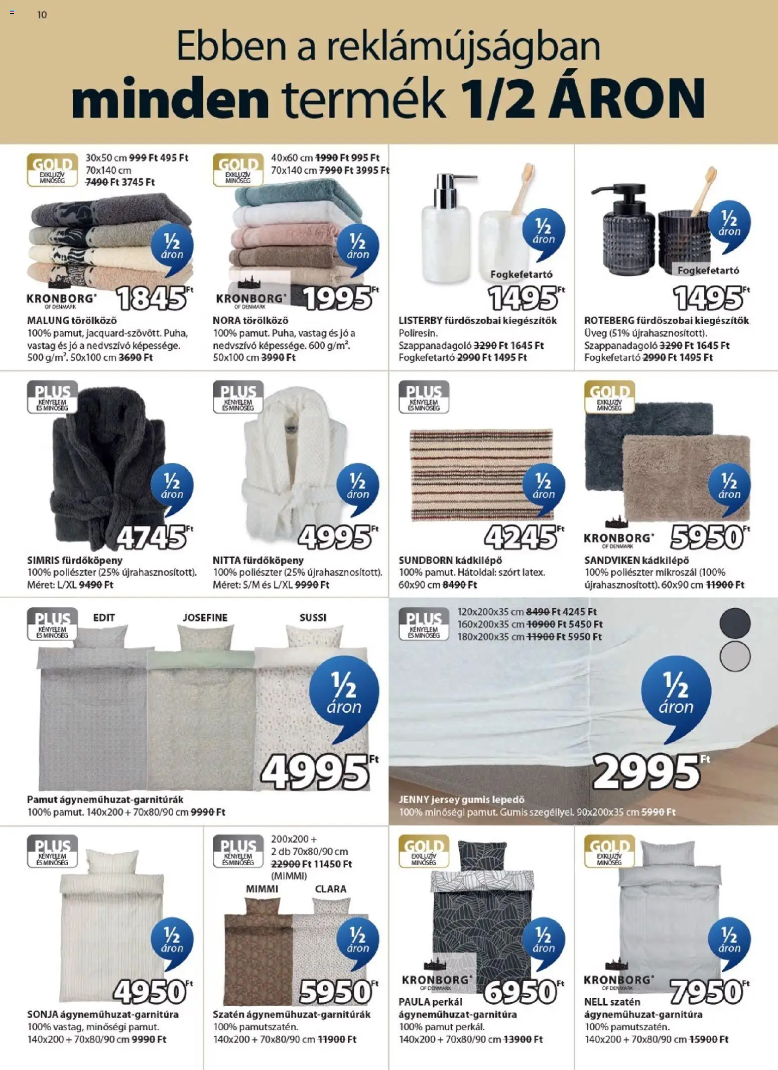 JYSK akciós ujság - amely érvényes a következő dátumtól: 25.02.2026 | Oldal: 10 | Termékek: Törölköző, Gumis lepedő, Szappanadagoló, Fogkefetartó