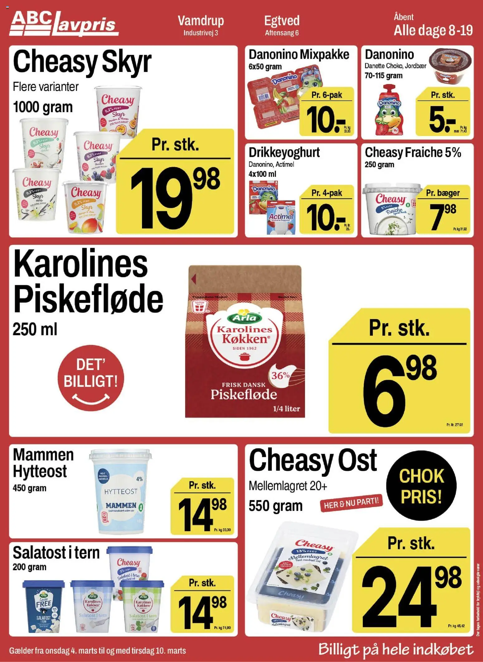 Abc Lavpris tilbudsavis – gyldig fra 04.03.2026 | Side: 3 | Produkter: Skyr, Jordbær, Salatost, Drikkeyoghurt
