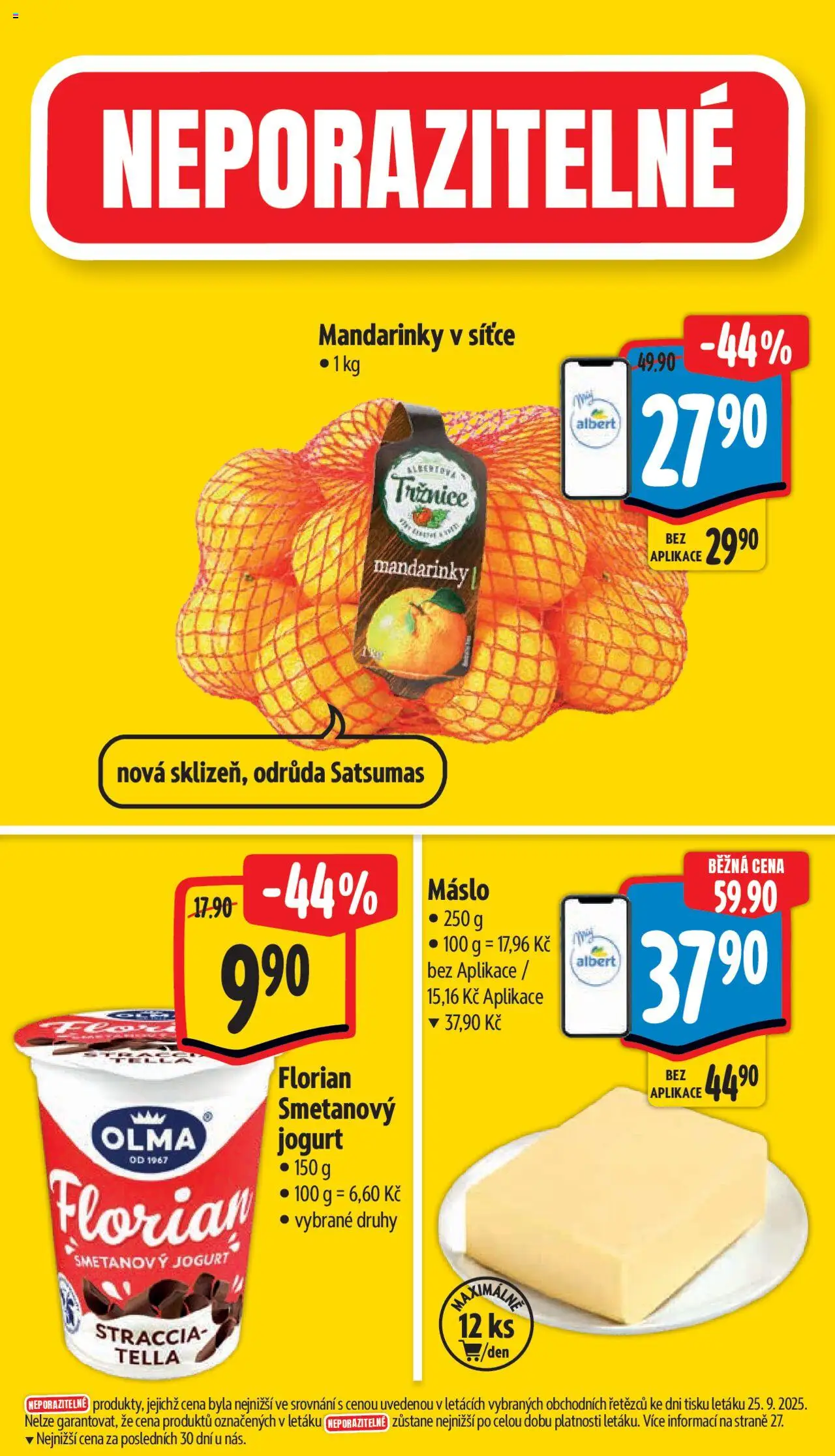 Albert leták - Supermarket od 01.10.2025 | Strana: 3 | Produkty: Máslo, Smetanový jogurt, Jogurt, Mandarinky