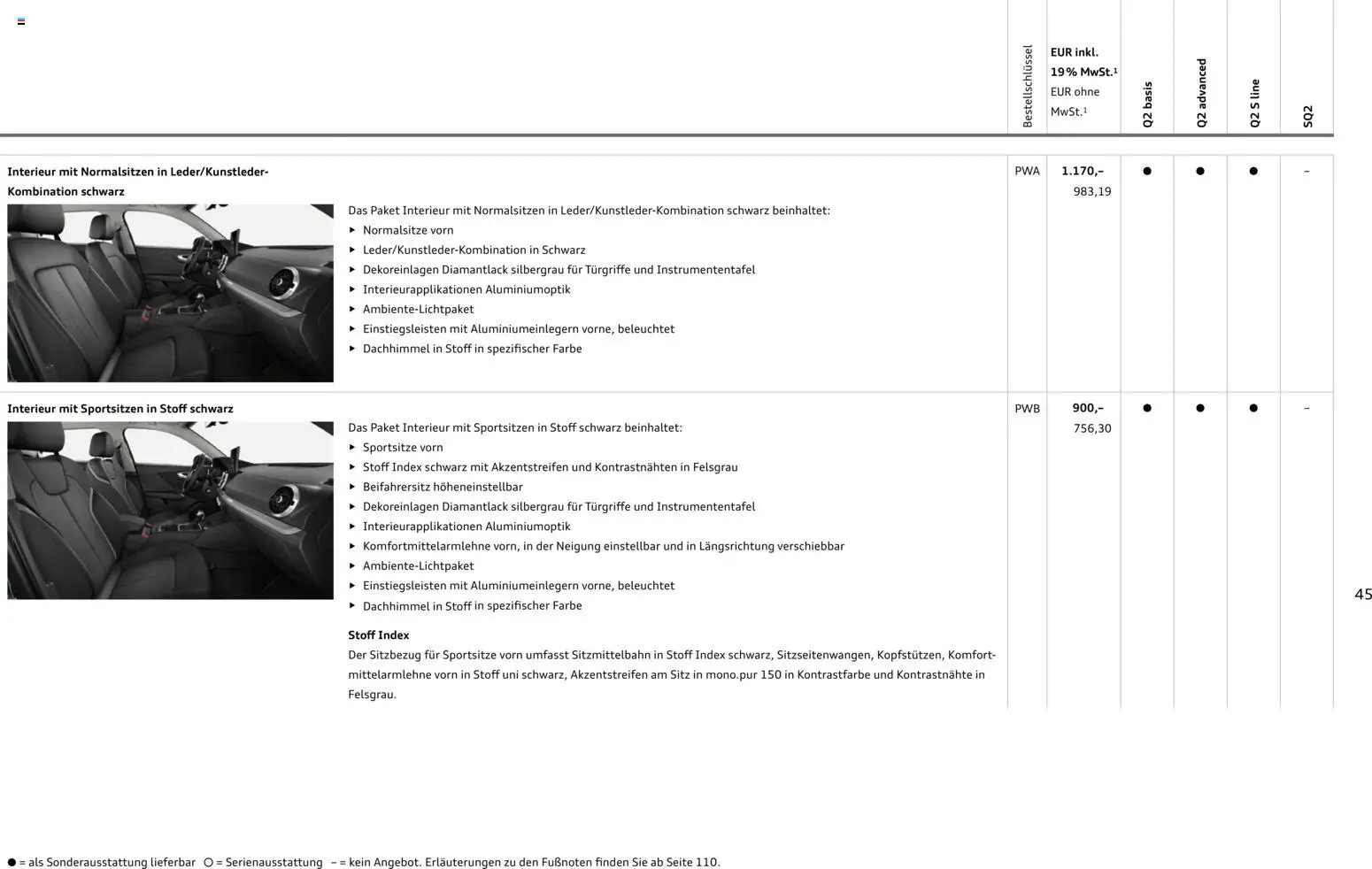 Audi Q2 / SQ2 – gültig ab 05.06.2025 | Seite: 44