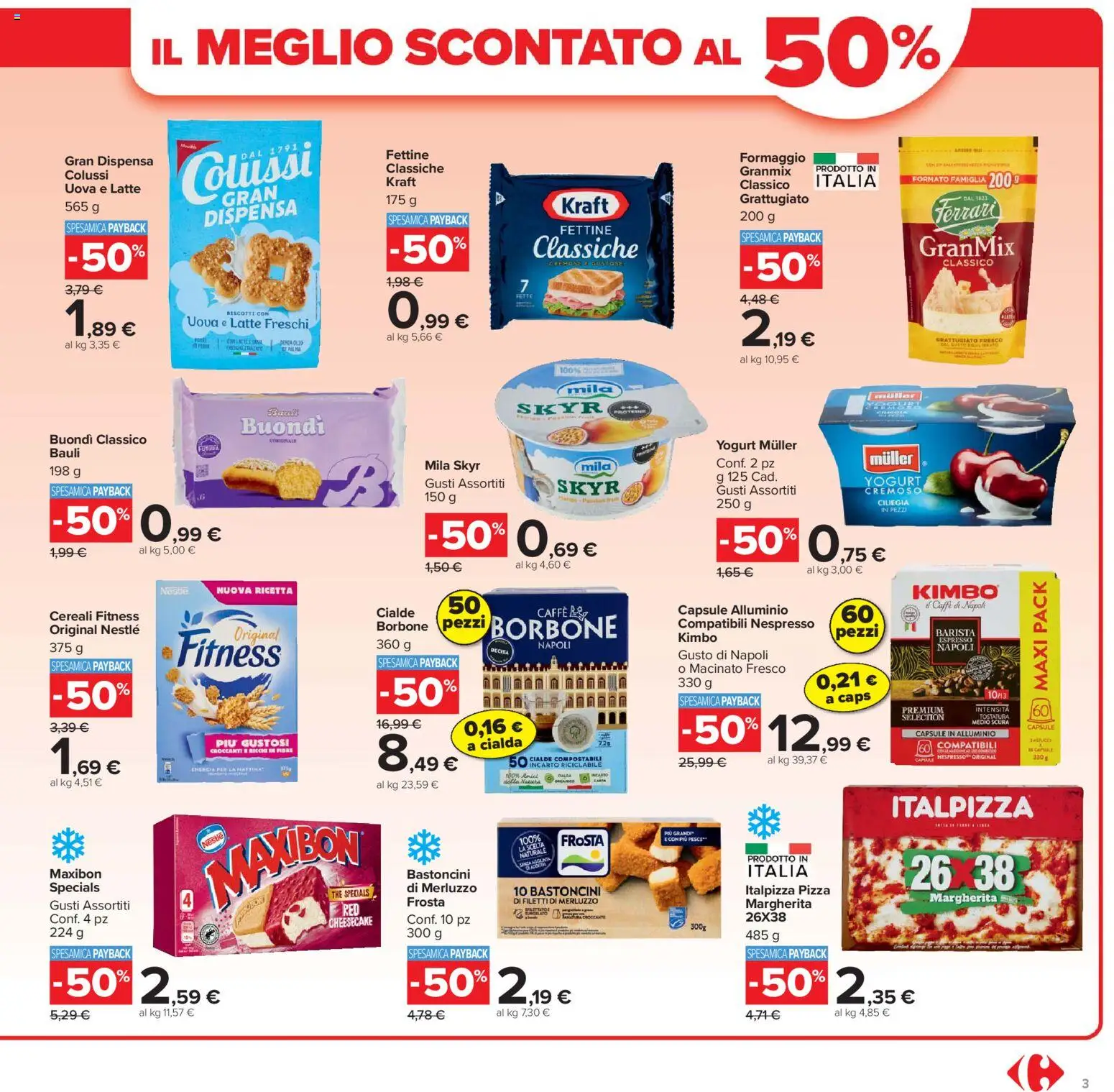 Volantino Carrefour del 07.04.2026 | Pagina: 3 | Prodotti: Caffè, Pesce, Cereali, Macinato